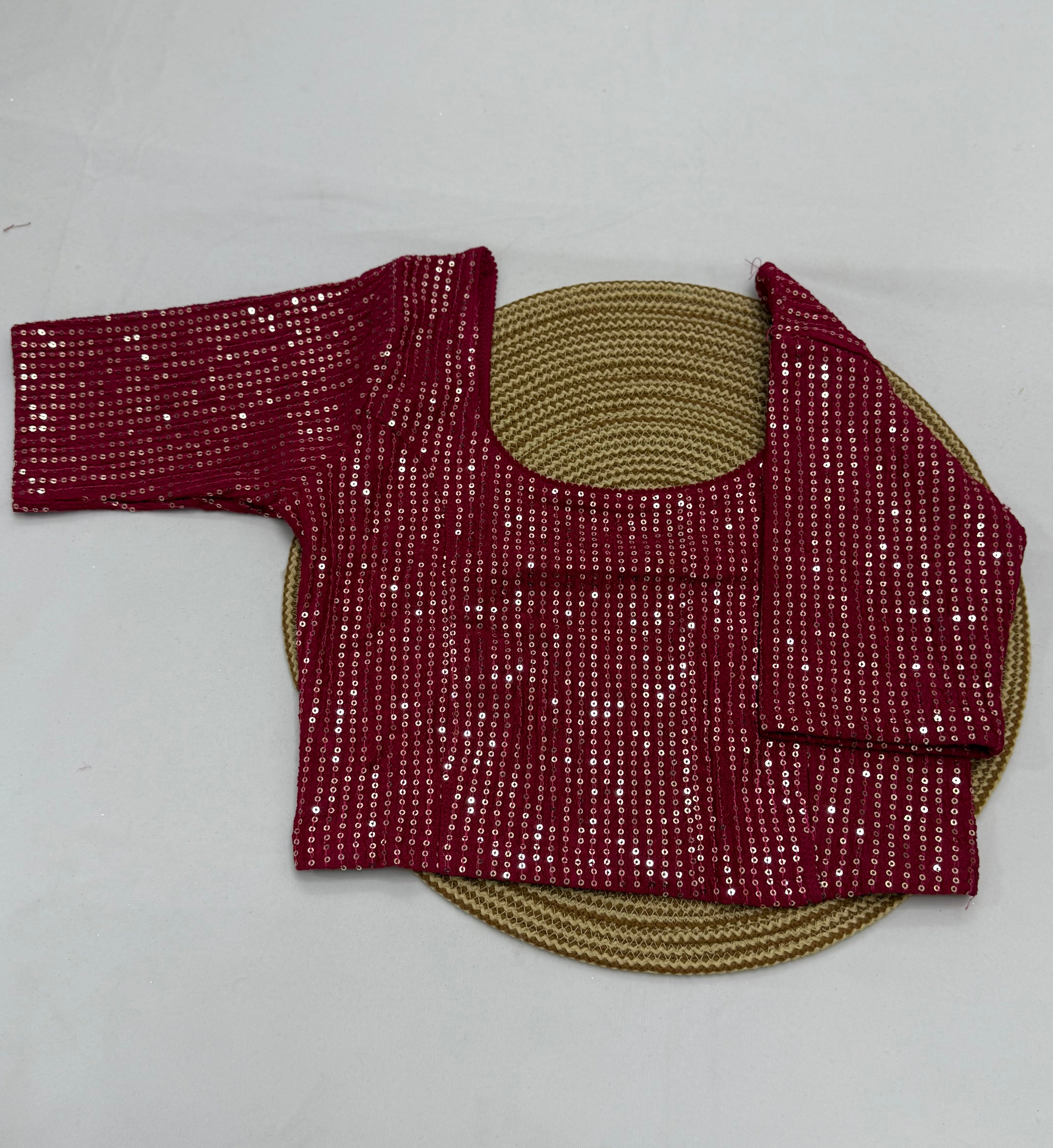 FANCY ELBOW SLEEVE STRETCHABLE BLOUSE