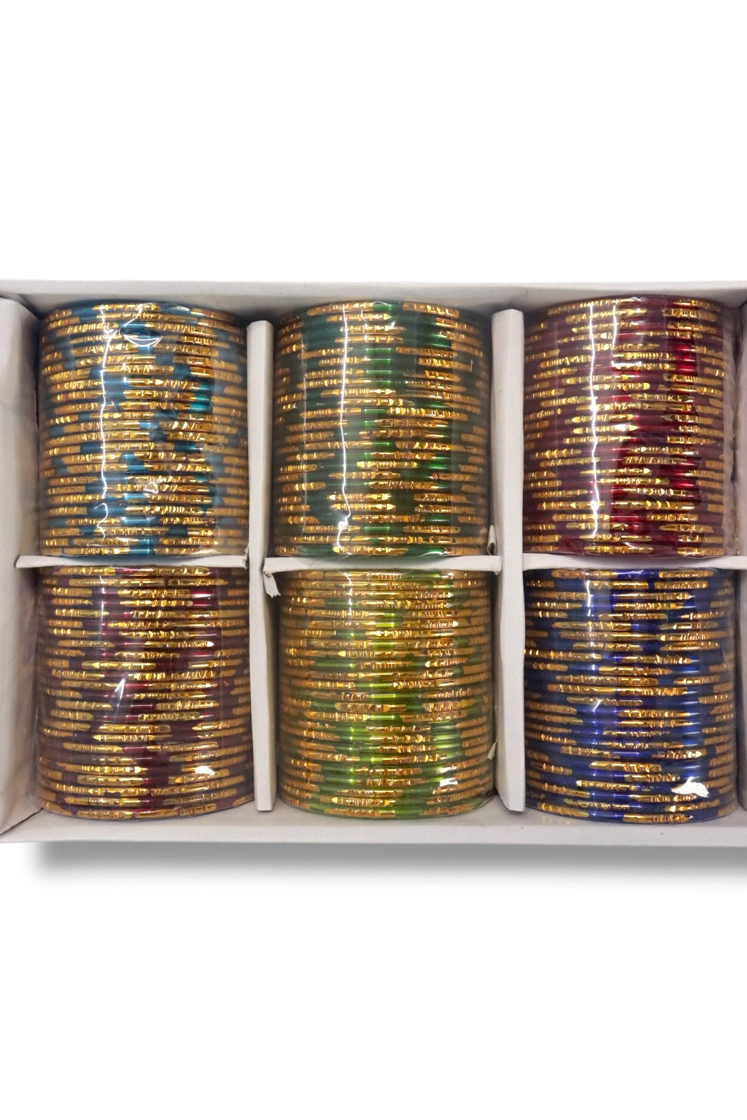 TRADITIONAL BABY SHOWER GLASS BANGLES - 6 COLOUR MIX (BOX OF 144 PCS)