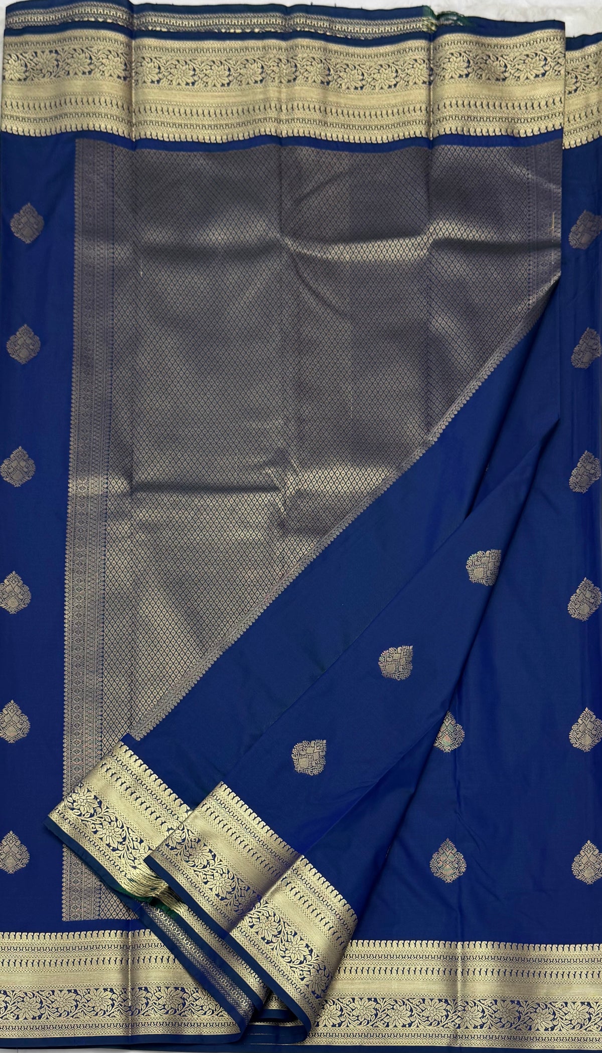 PREMIUM SEMI KANCHI SILK SAREE - NAVY BLUE