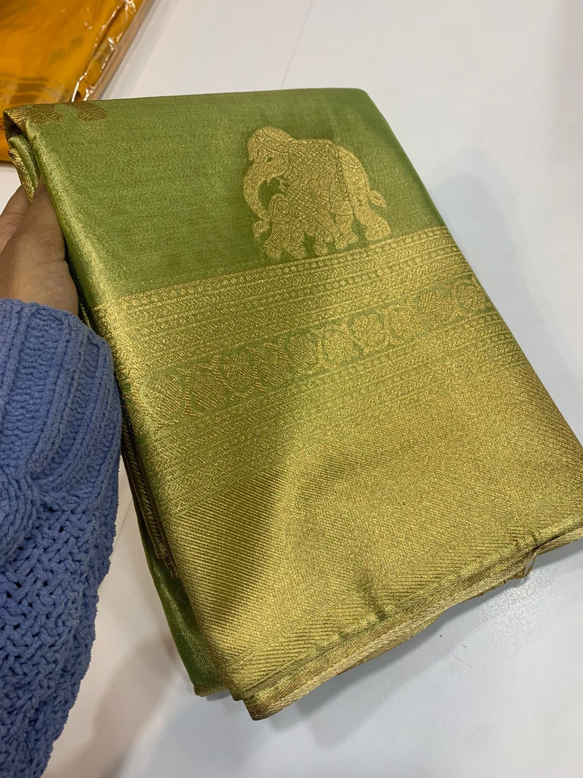 PREMIUM KANCHI TISUSE SILK SAREE - PASTEL GREEN