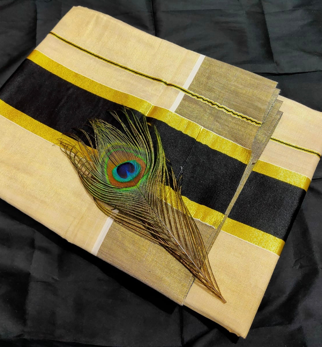FANCY KARA BORDER TISSUE SAREE (BLACK,GOLD,BEIGE)