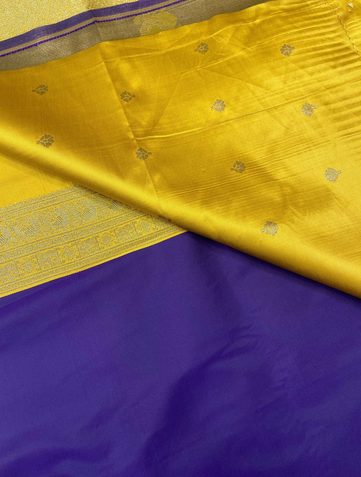 PREMIUM SEMI KANCHI SILK SAREE - PURPLE & YELLOW