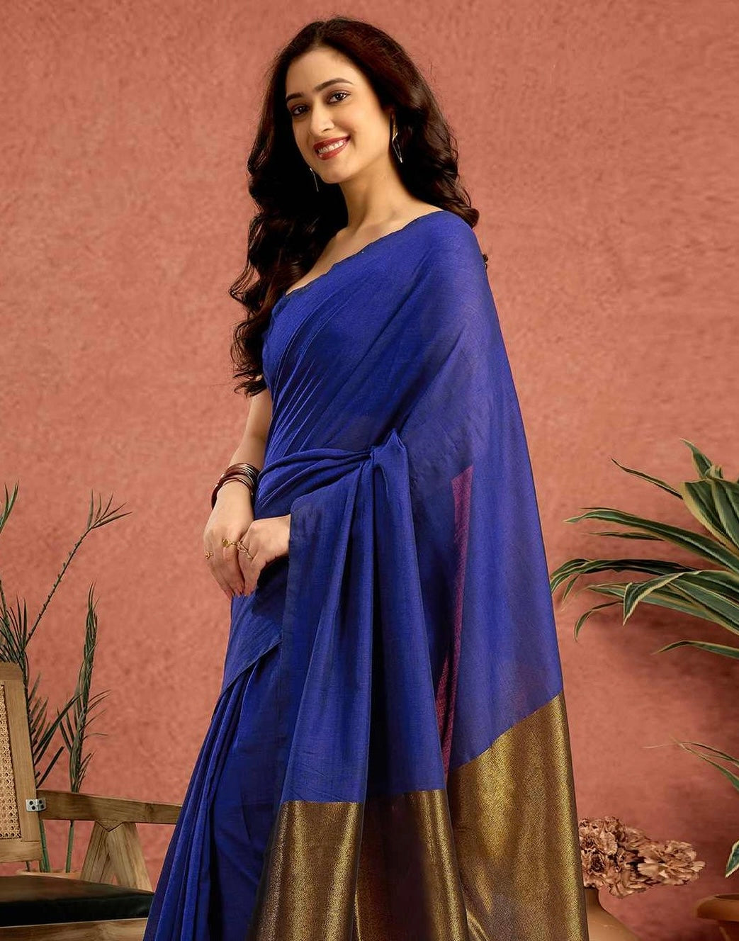 HANDLOOM KHADI SAREES - BLUE