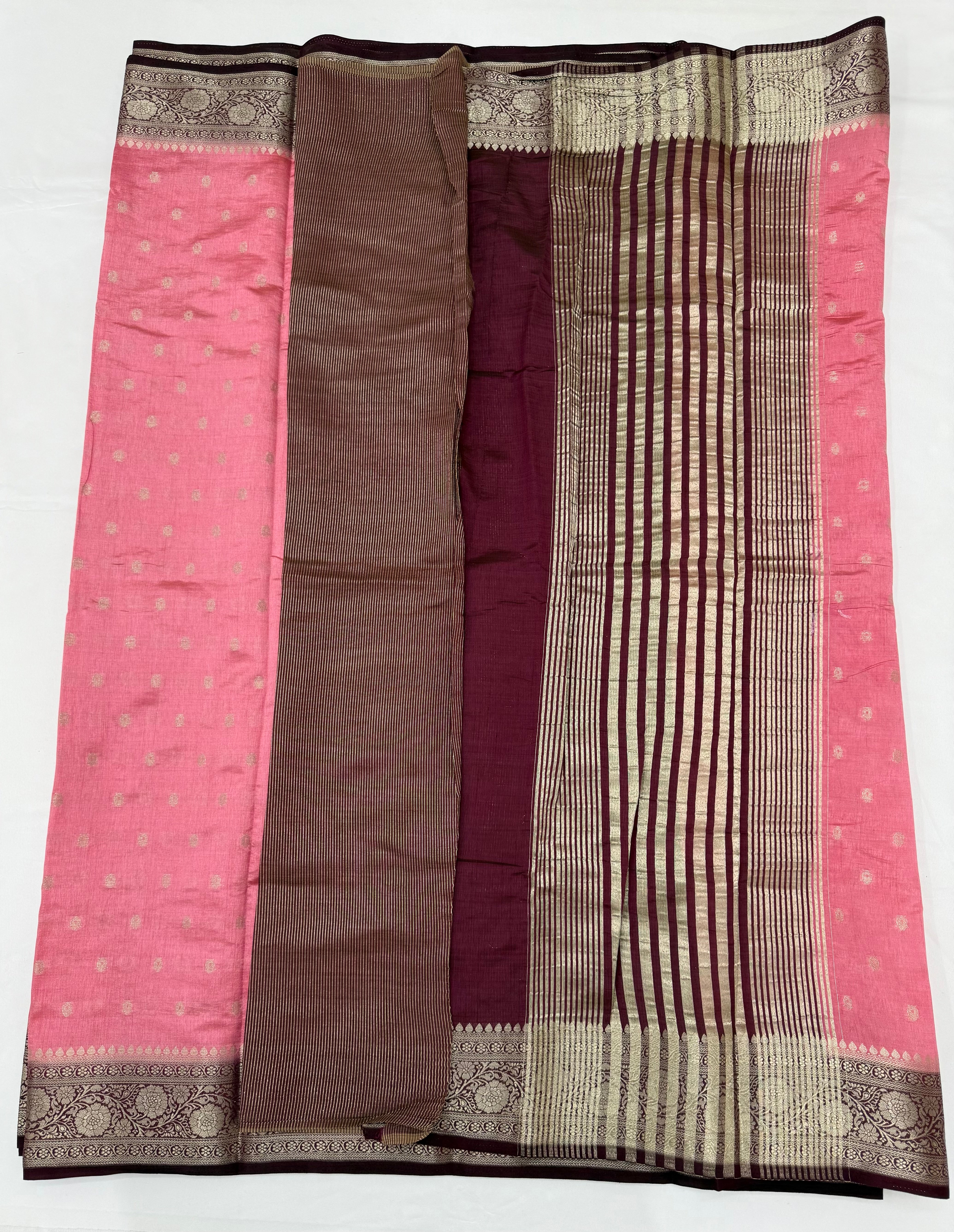 BEAUTIFUL TUSSAR SILK SAREE - BABY PINK