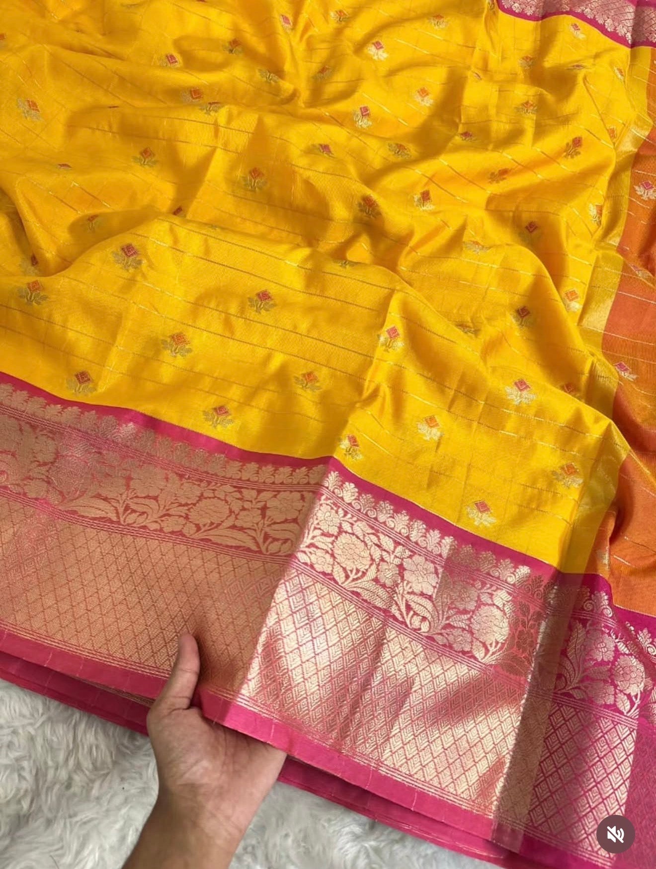 PREMIUM BANARASI KATAAN SILK SAREE - YELLOW