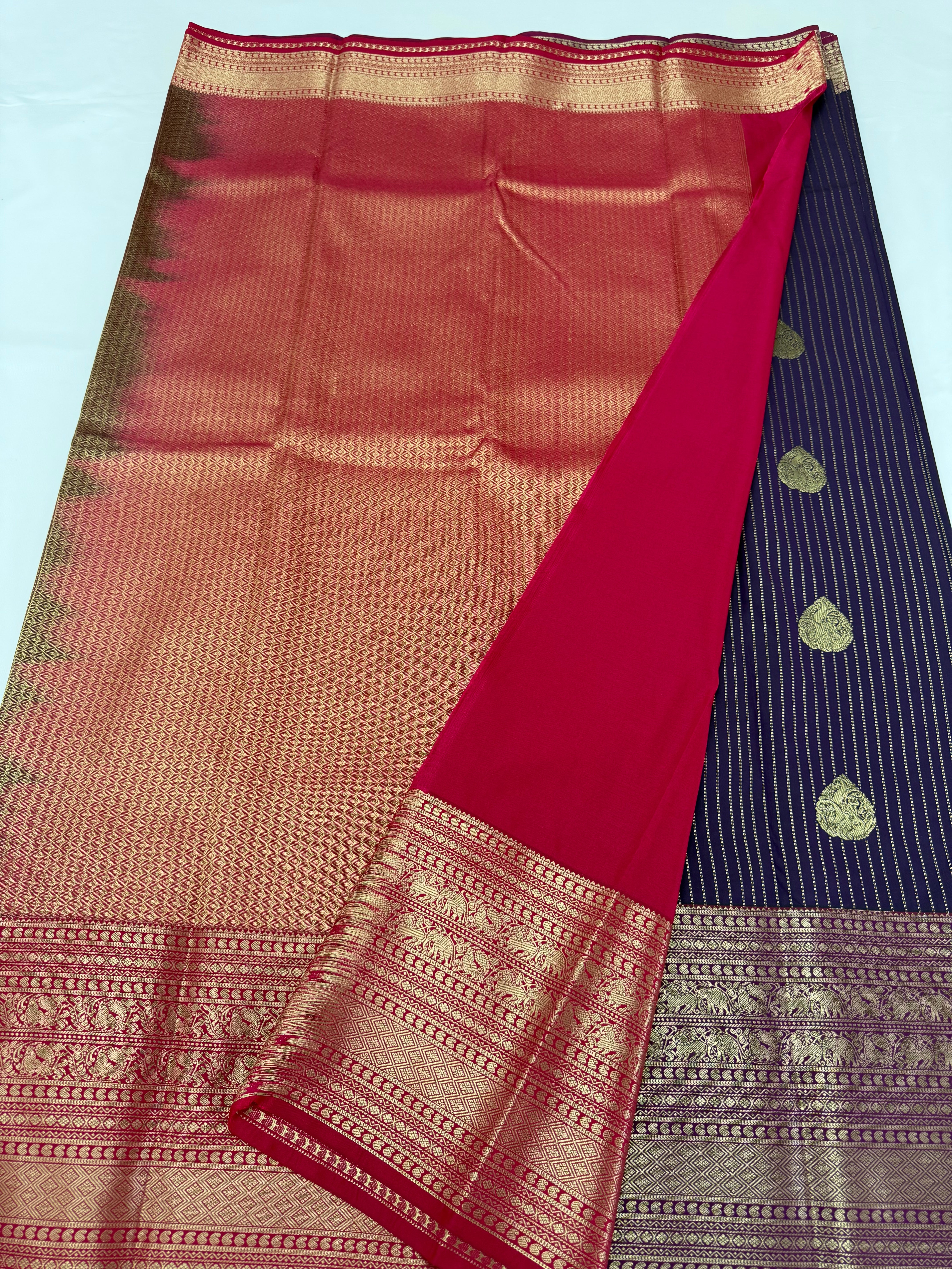 PREMIUM SEMI KANCHI SILK SAREE - PURPLE