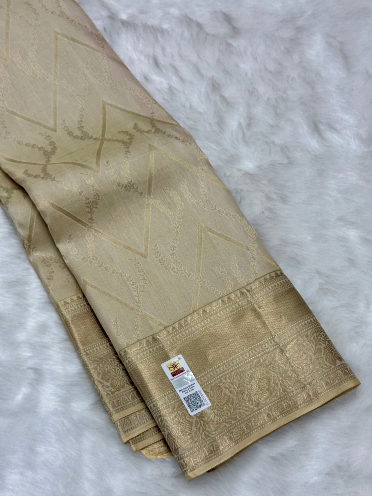 KANCHIPURAM PURE SILK SAREE | SILKMARK® CERTIFIED - CHAMPAGNE CREAM