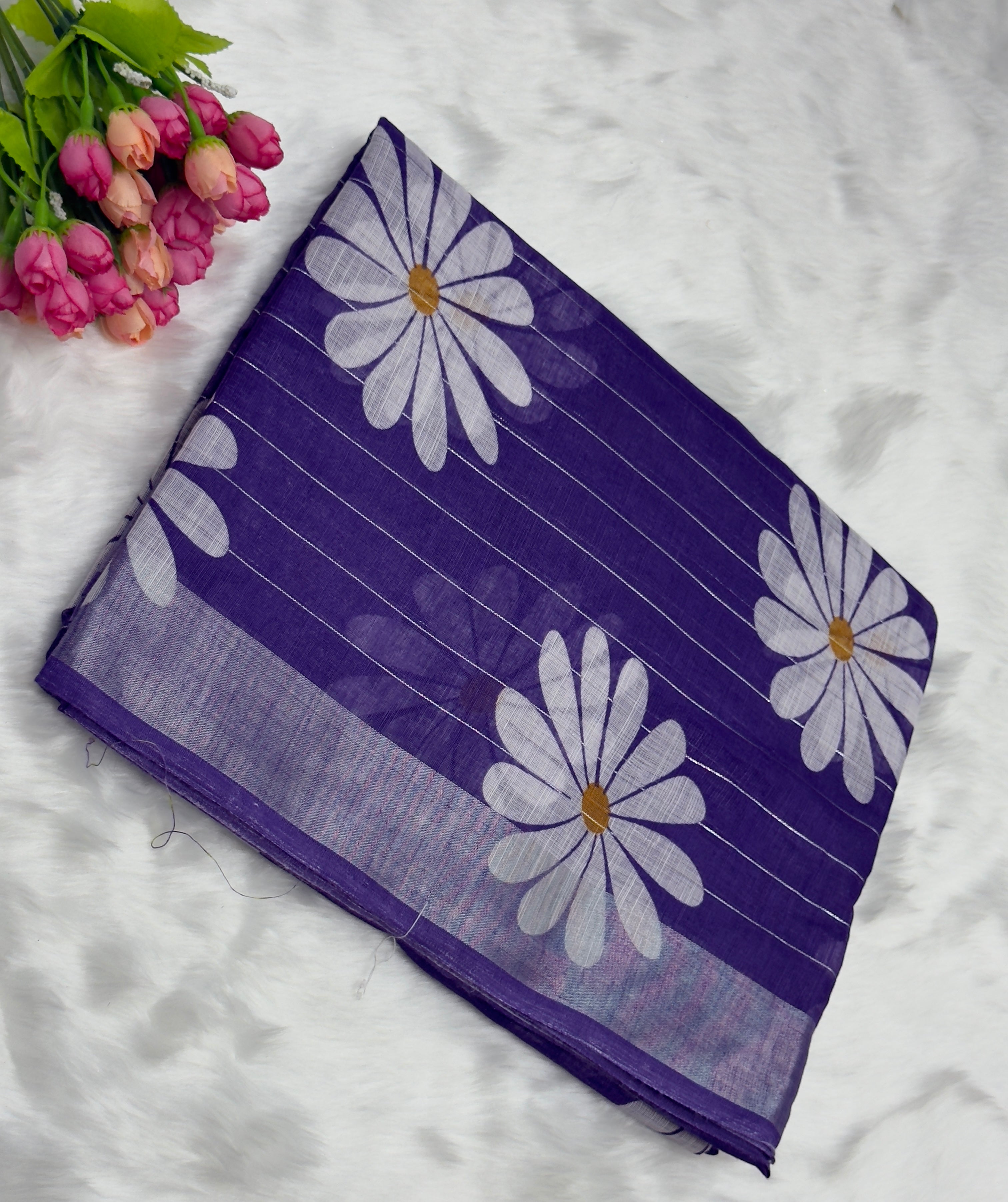 FANCY DOLLA SILK SAREE - EGGPLANT