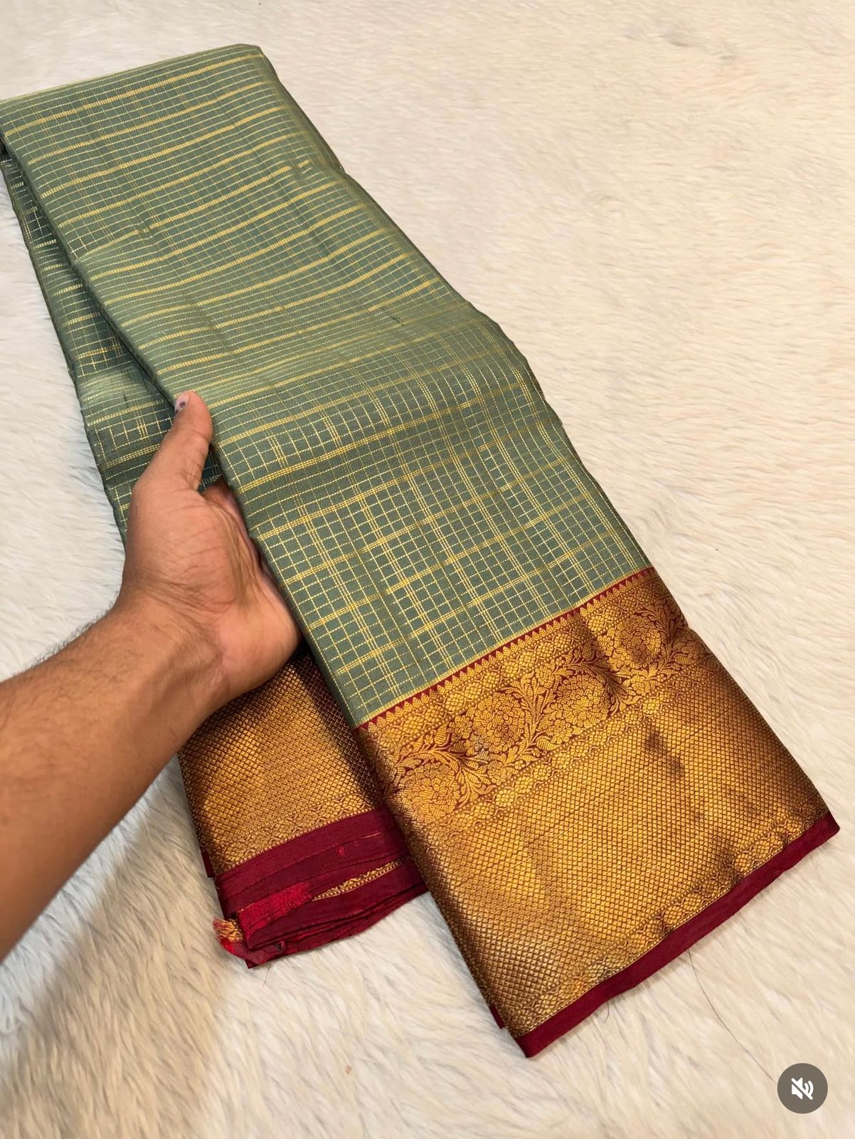 KANCHIPURAM PURE SILK SAREE | SILKMARK® CERTIFIED - DUSTY SAGE GREEN
