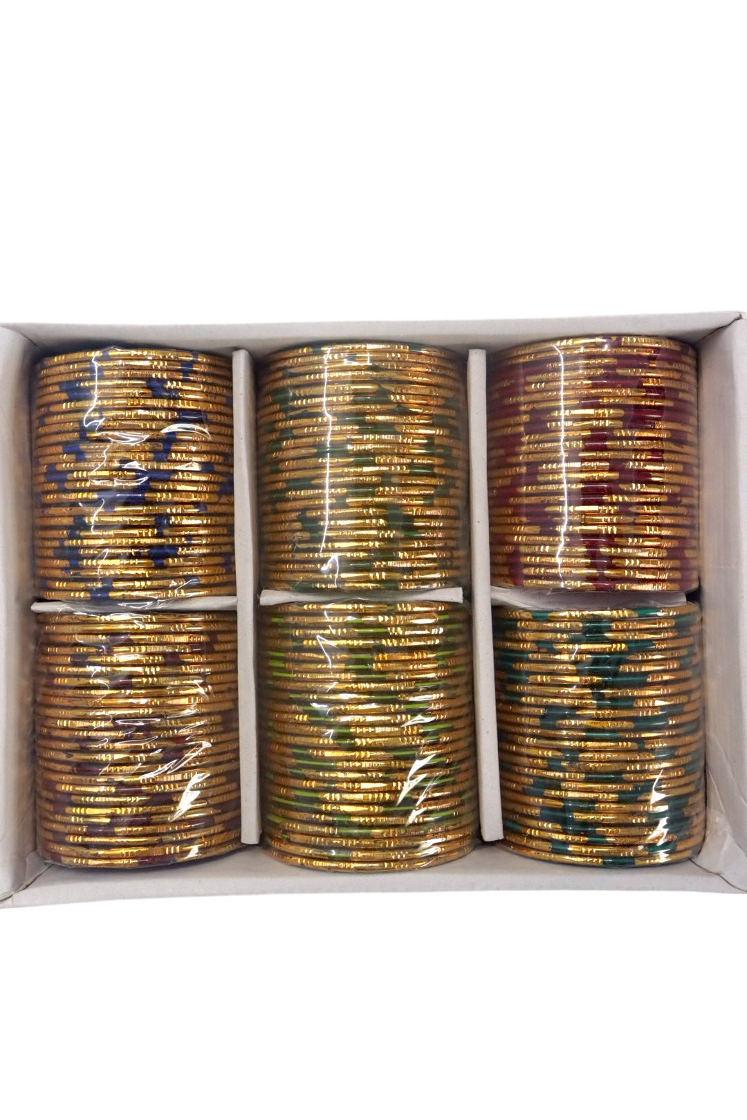 TRADITIONAL BABY SHOWER GLASS BANGLES - 6 COLOUR MIX (BOX OF 144 PCS)