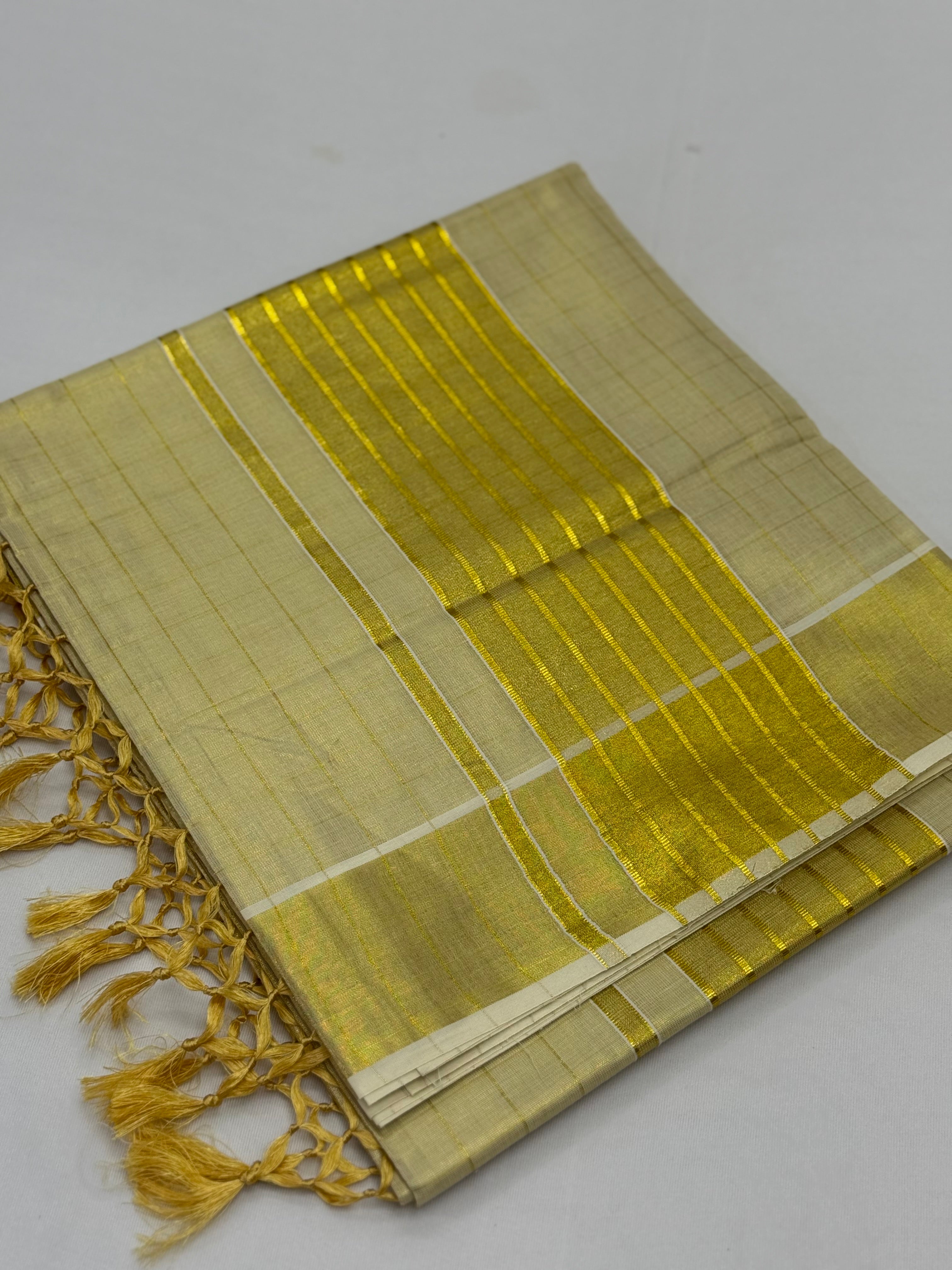 PREMIUM TISSUE KASAVU KERALA SAREE - GOLD