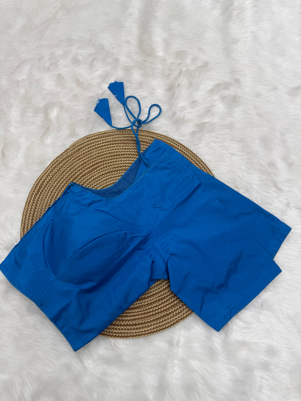 PLAIN SILK READY TO WEAR SAREE BLOUSE - SKY BLUE