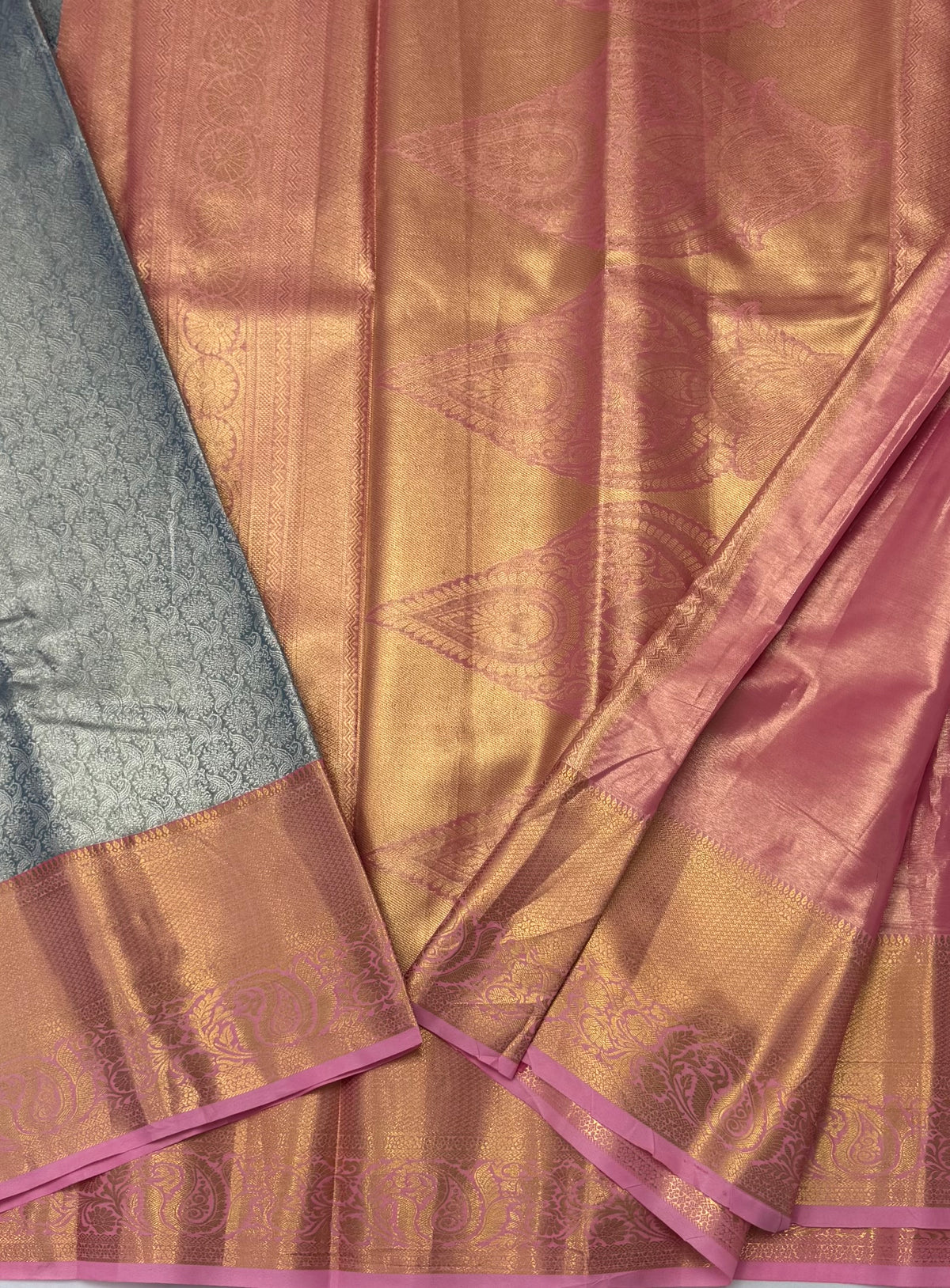 PREMIUM SEMI KANCHI TISSUE SILK SAREE - ICE BLUE