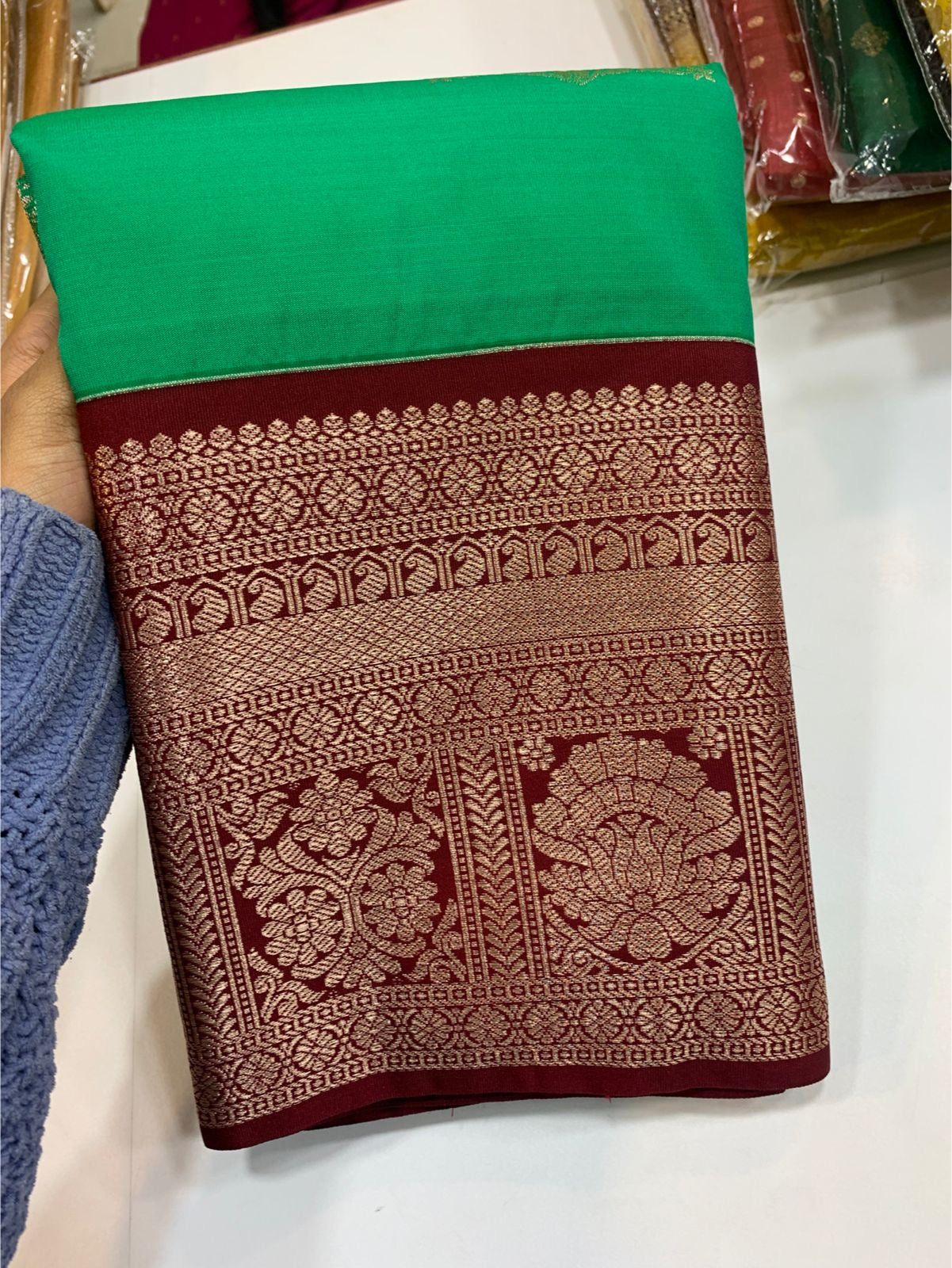 PREMIUM SEMI KANCHI SILK SAREE - GO GREEN
