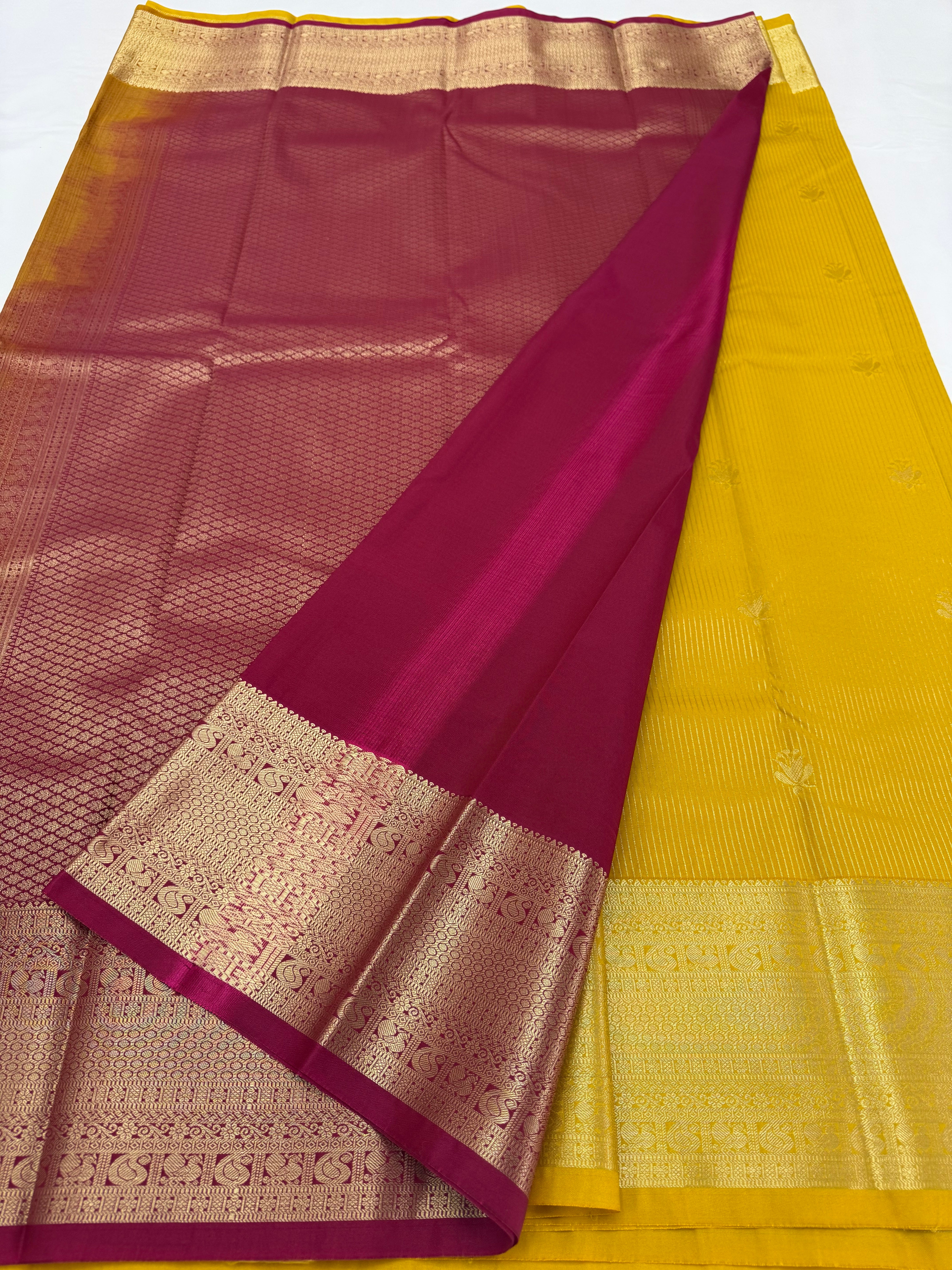 PREMIUM SEMI KANCHI SILK SAREE - GOLDEN ROD