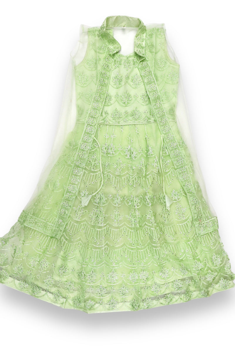 KIDS GIRLS READYMADE LEHENGA CHOLI-TEA GREEN