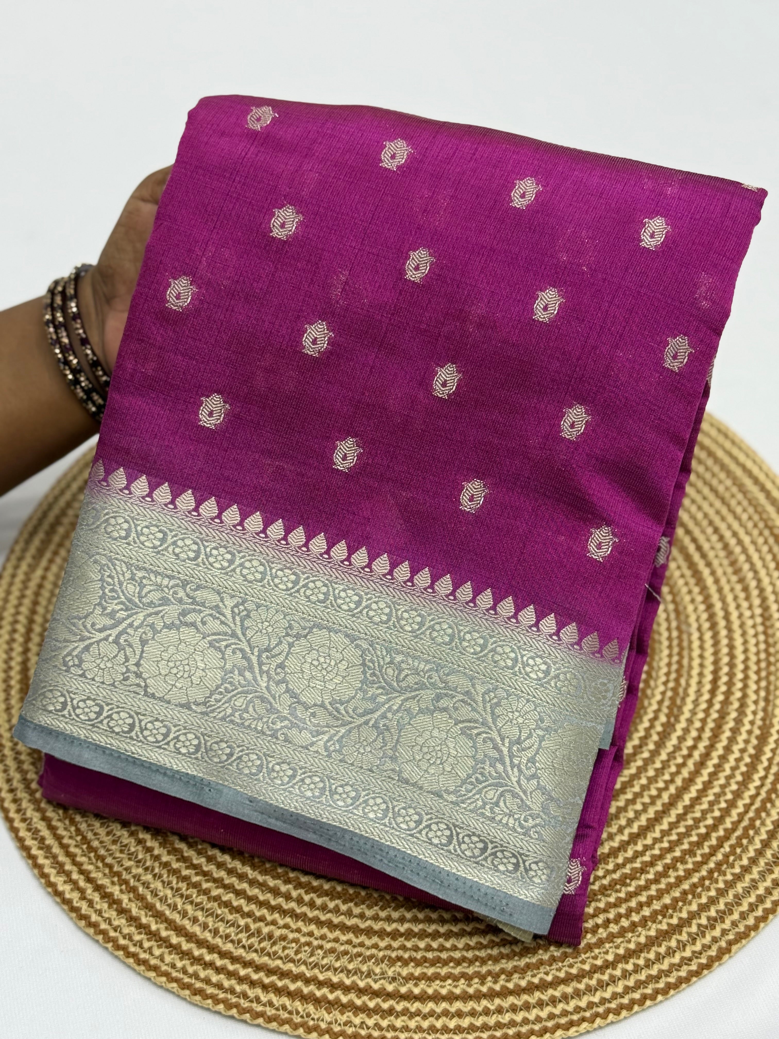 BEAUTIFUL TUSSAR SILK SAREE - TYRIAN PURPLE