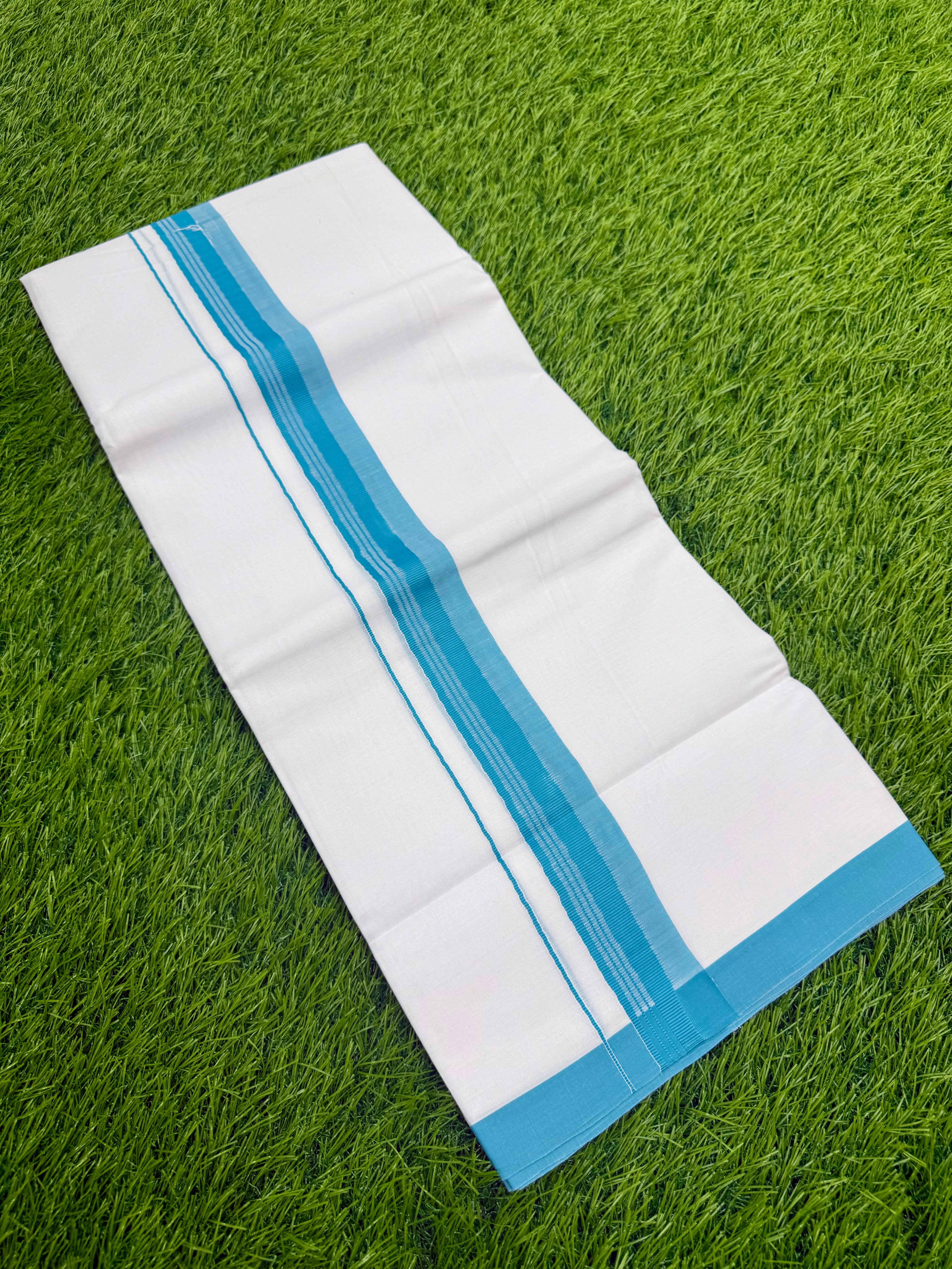 MEN'S DOUBLE DHOTI WHITE WITH FANCY BORDER