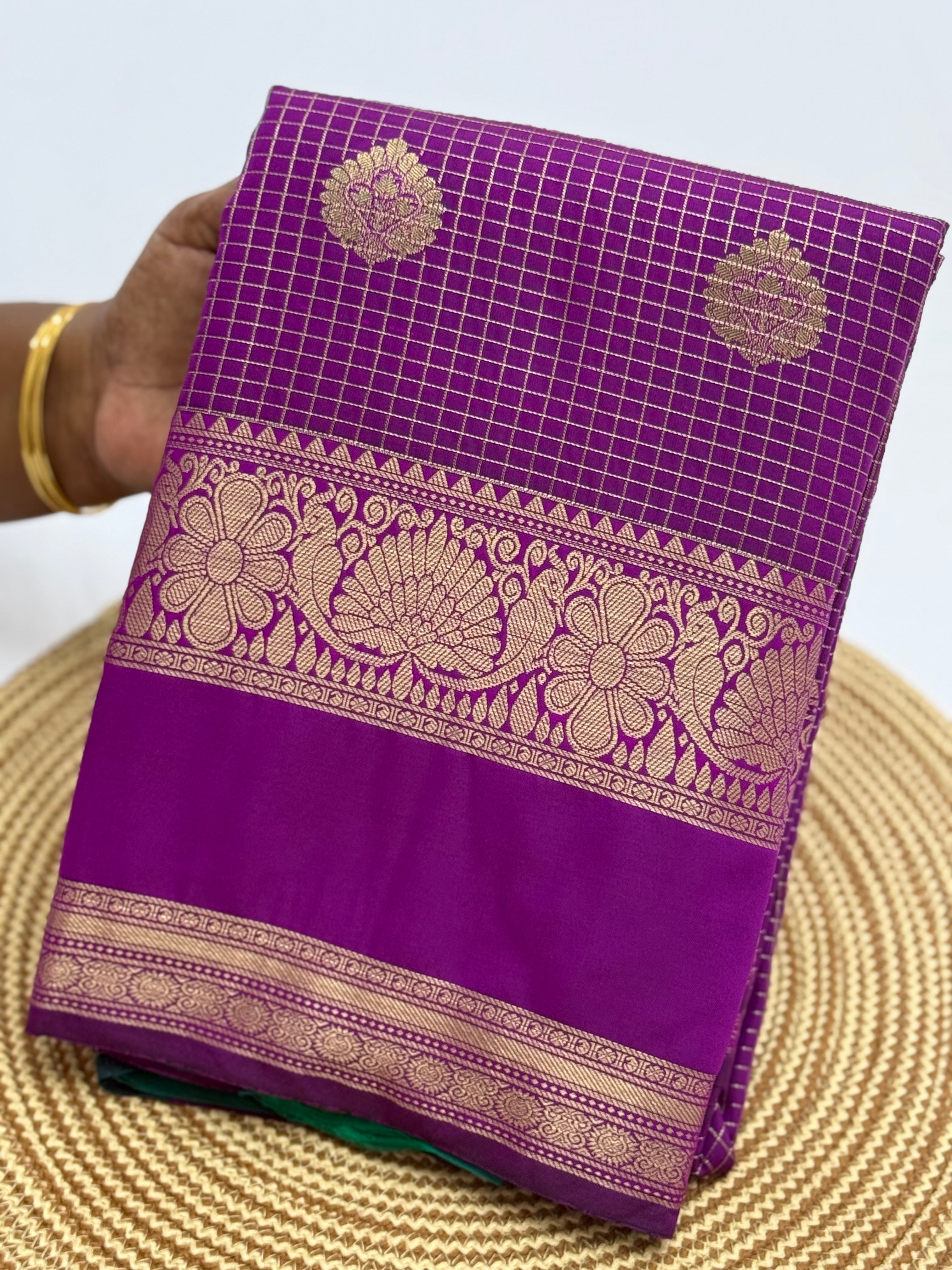 PREMIUM SEMI KANCHI SILK SAREE - VIOLET