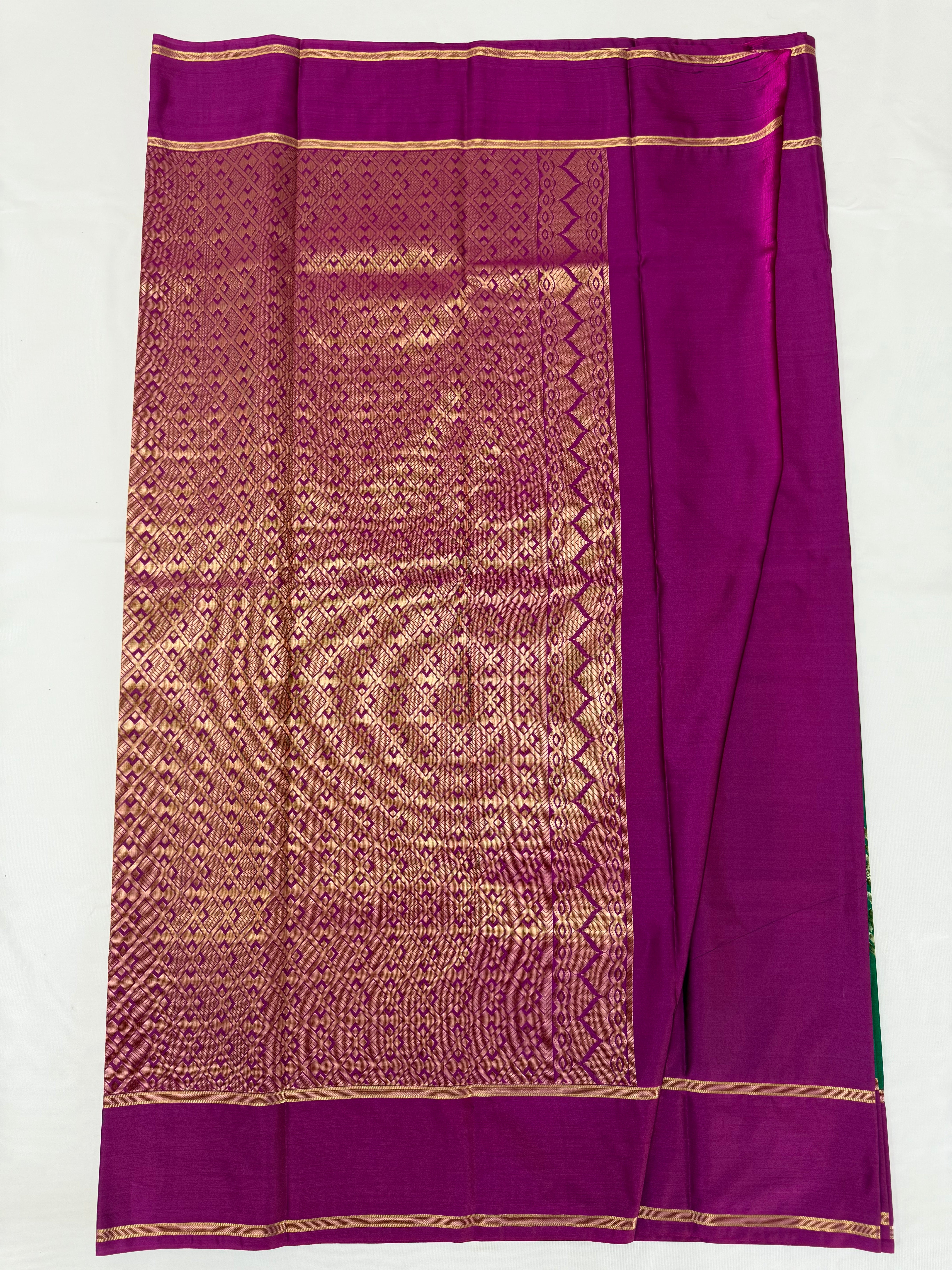 PREMIUM SEMI KANCHI SILK SAREE - SPANISH GREEN