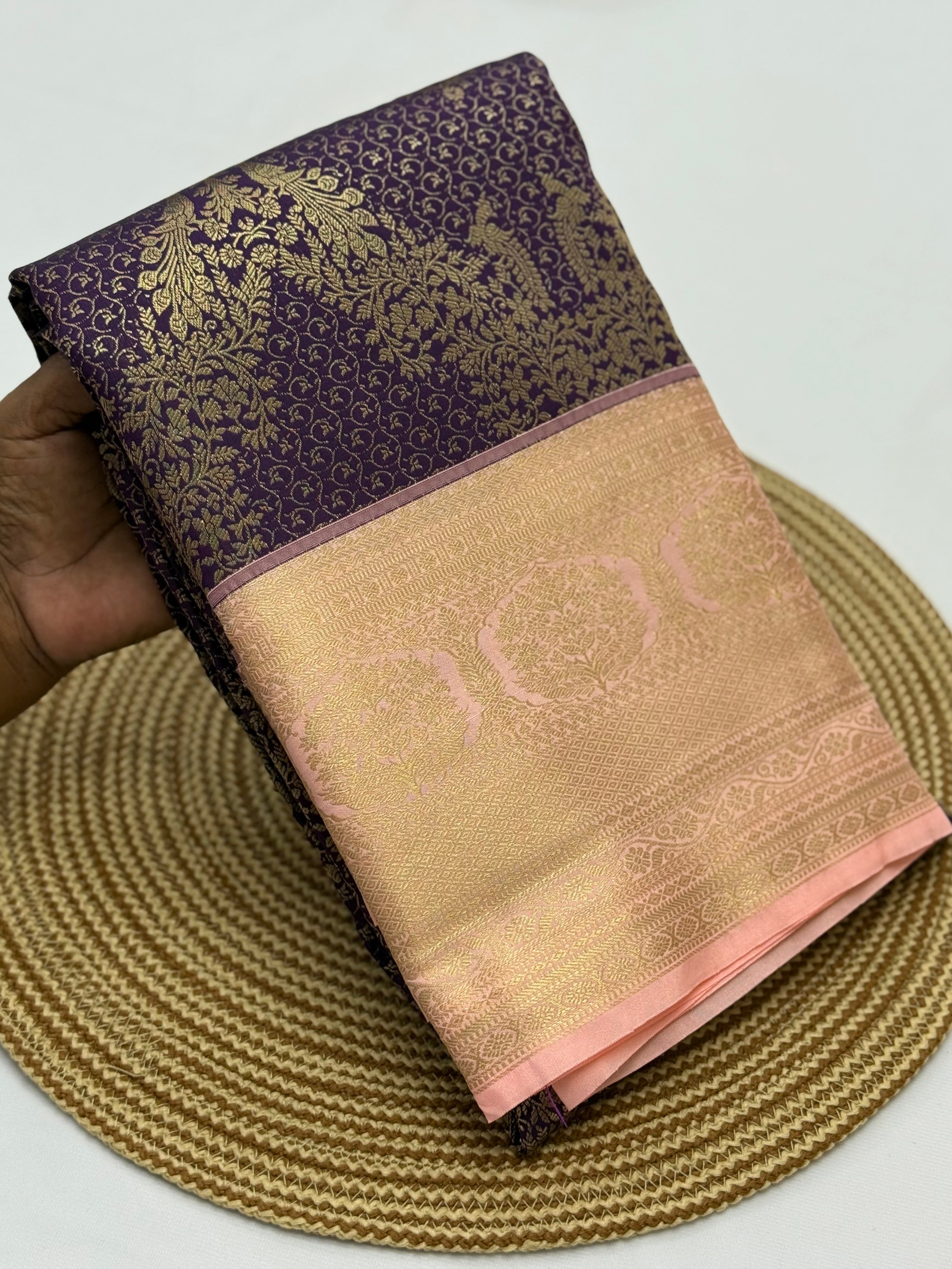 PREMIUM SEMI KANCHI SILK SAREE - PURPLE