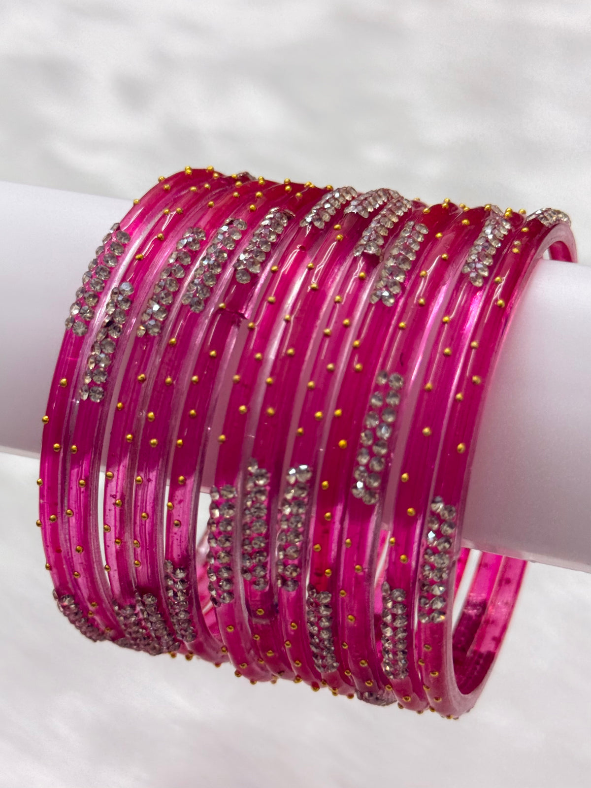 PREMIUM STONE STUDDED GLASS BANGLES PACK OF 12