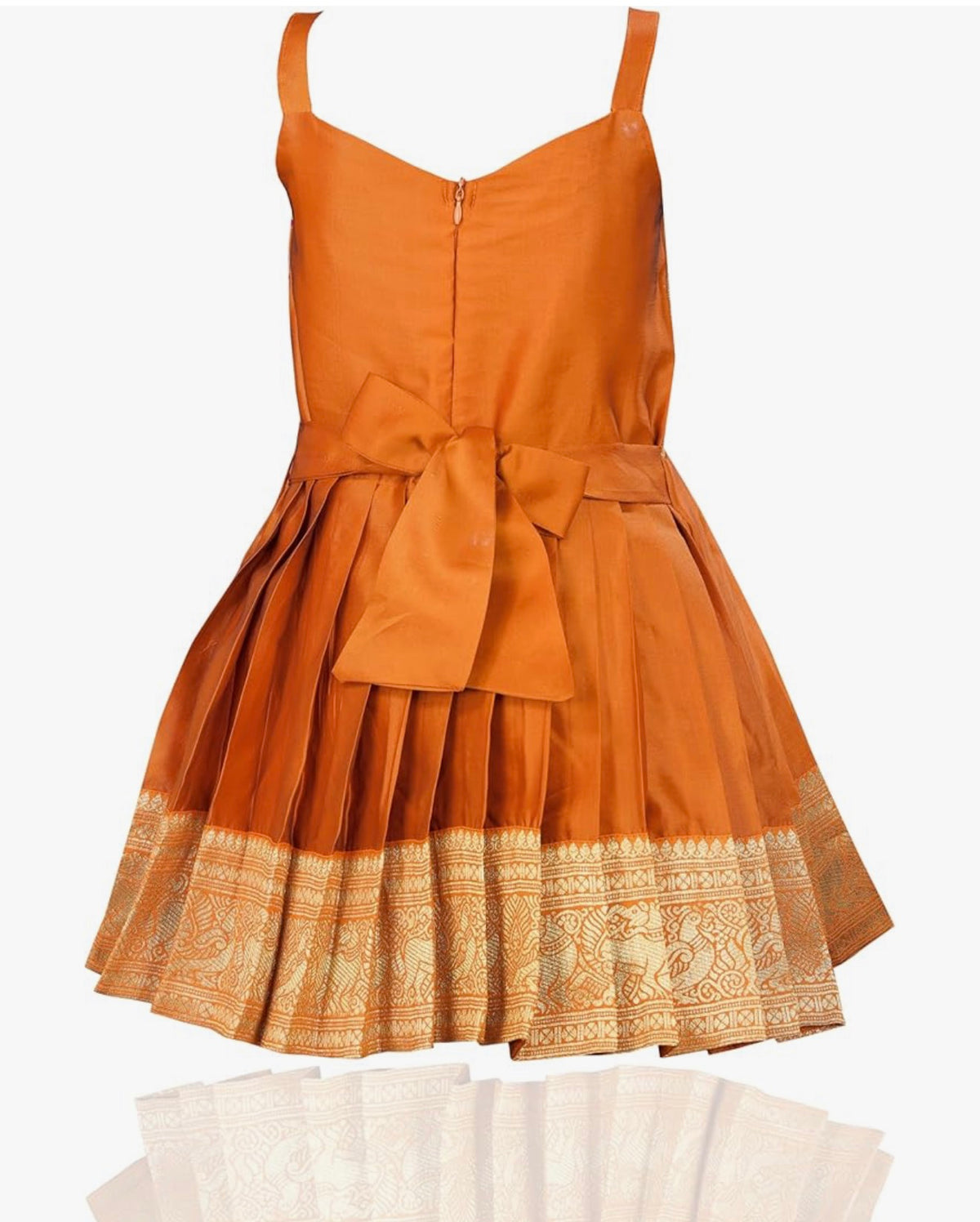 TRADITIONAL PATTU PAVADAI TAPETA SILK FROCK DRESS - ORANGE