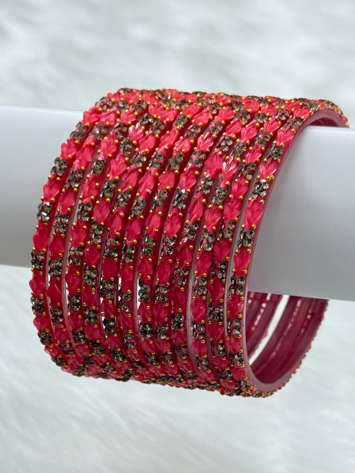 PREMIUM STONE STUDDED GLASS BANGLES PACK OF 12