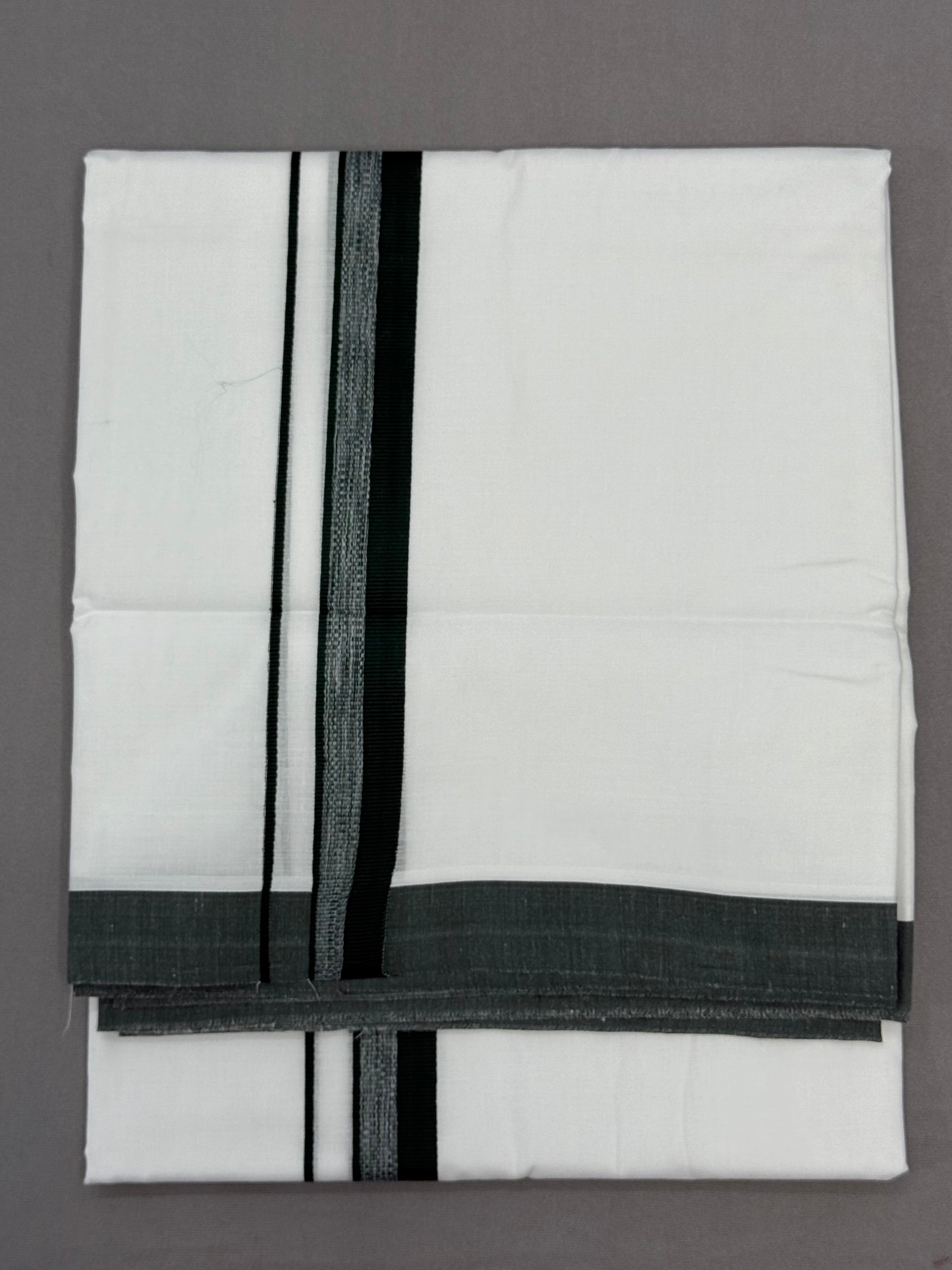 MEN'S DOUBLE DHOTI WHITE WITH FANCY BORDER