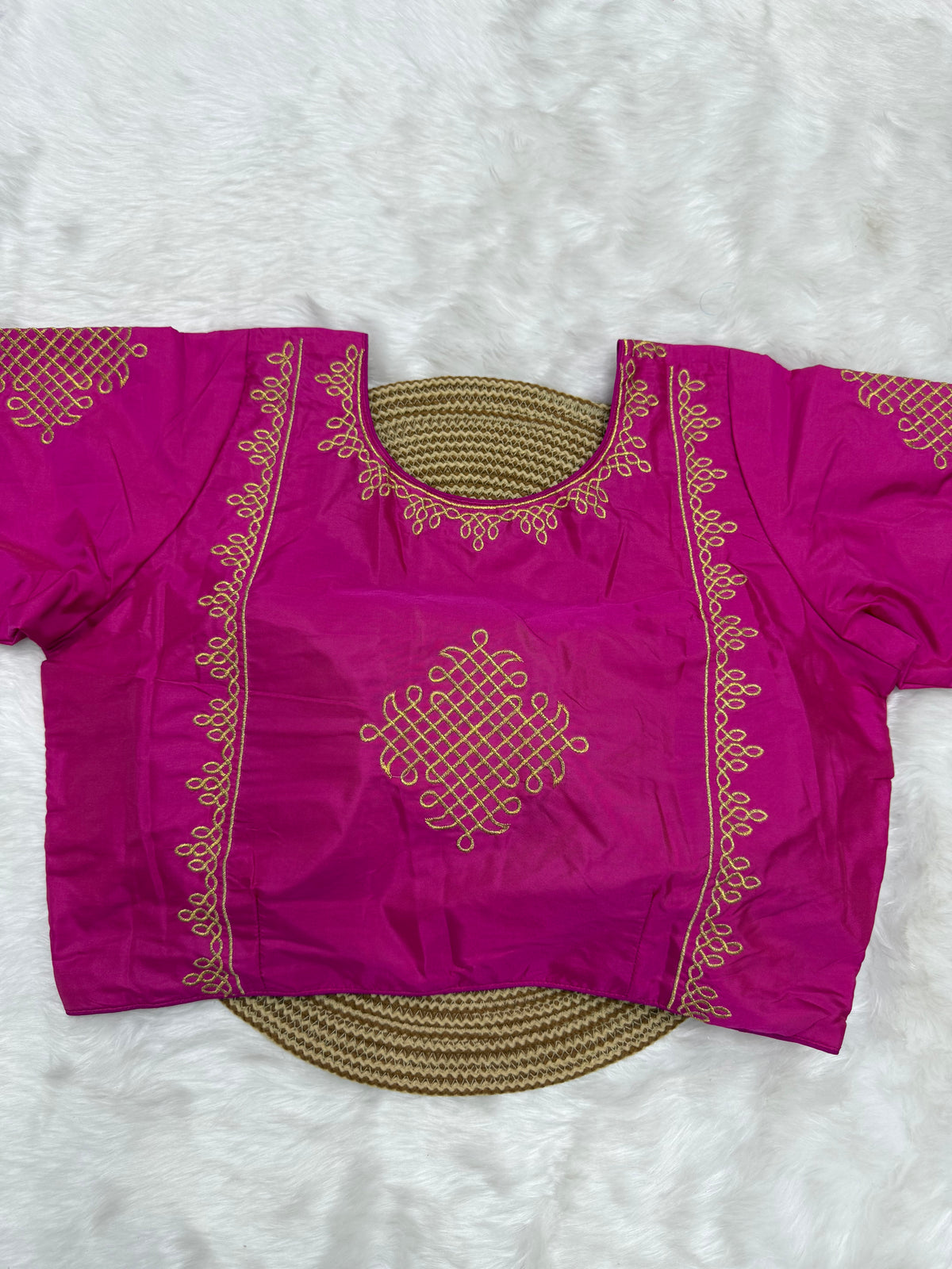 BRIDAL AARI WORK READY TO WEAR SAREE BLOUSE - PINK