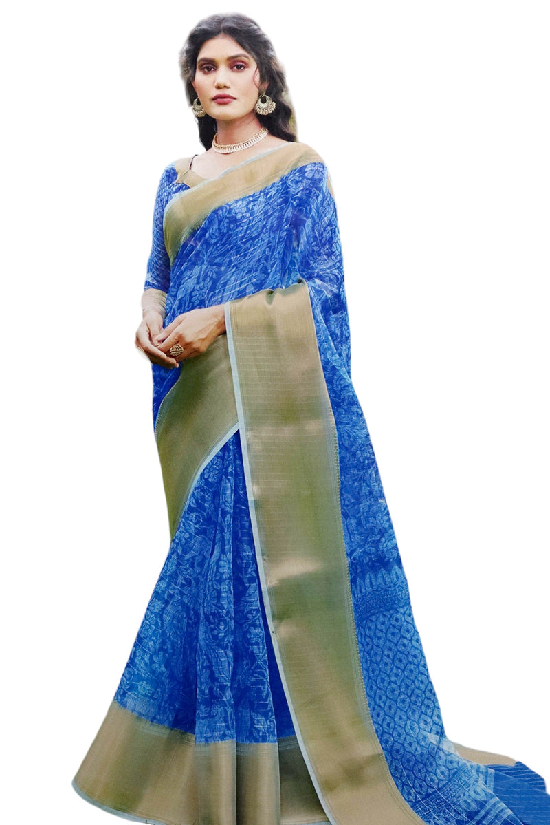 ROYAL BLUE SOFT ORGANZA SAREE