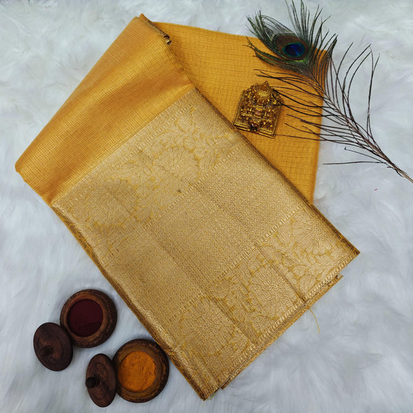 FANCY BANARASI TISSUE SILK SAREES - YELLOW