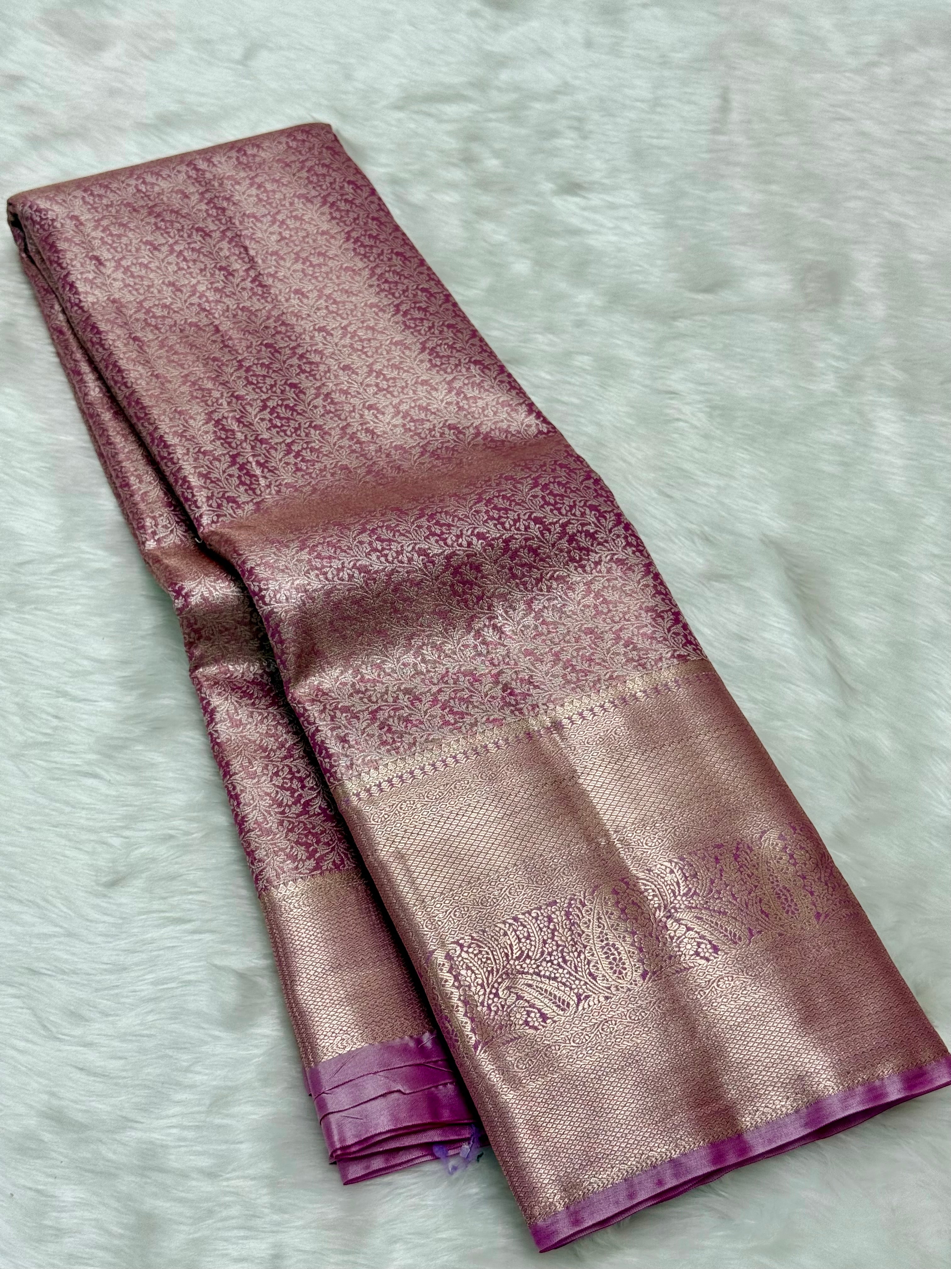 PREMIUM SEMI KANCHI TISSUE SILK SAREE - ORCHID PINK