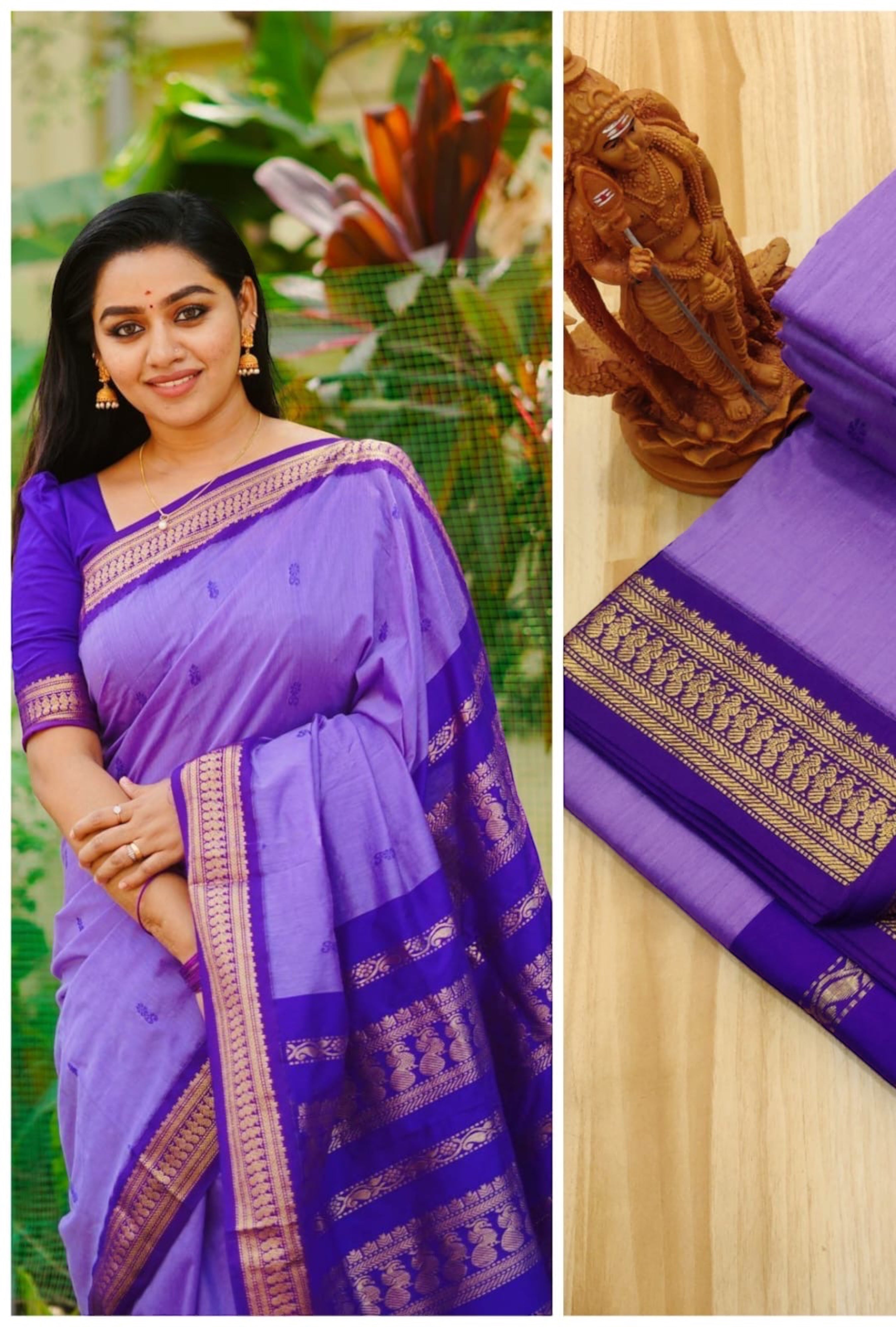 PREMIUM GADWAL/KALYANI COTTON SILK SAREES - LAVENDER