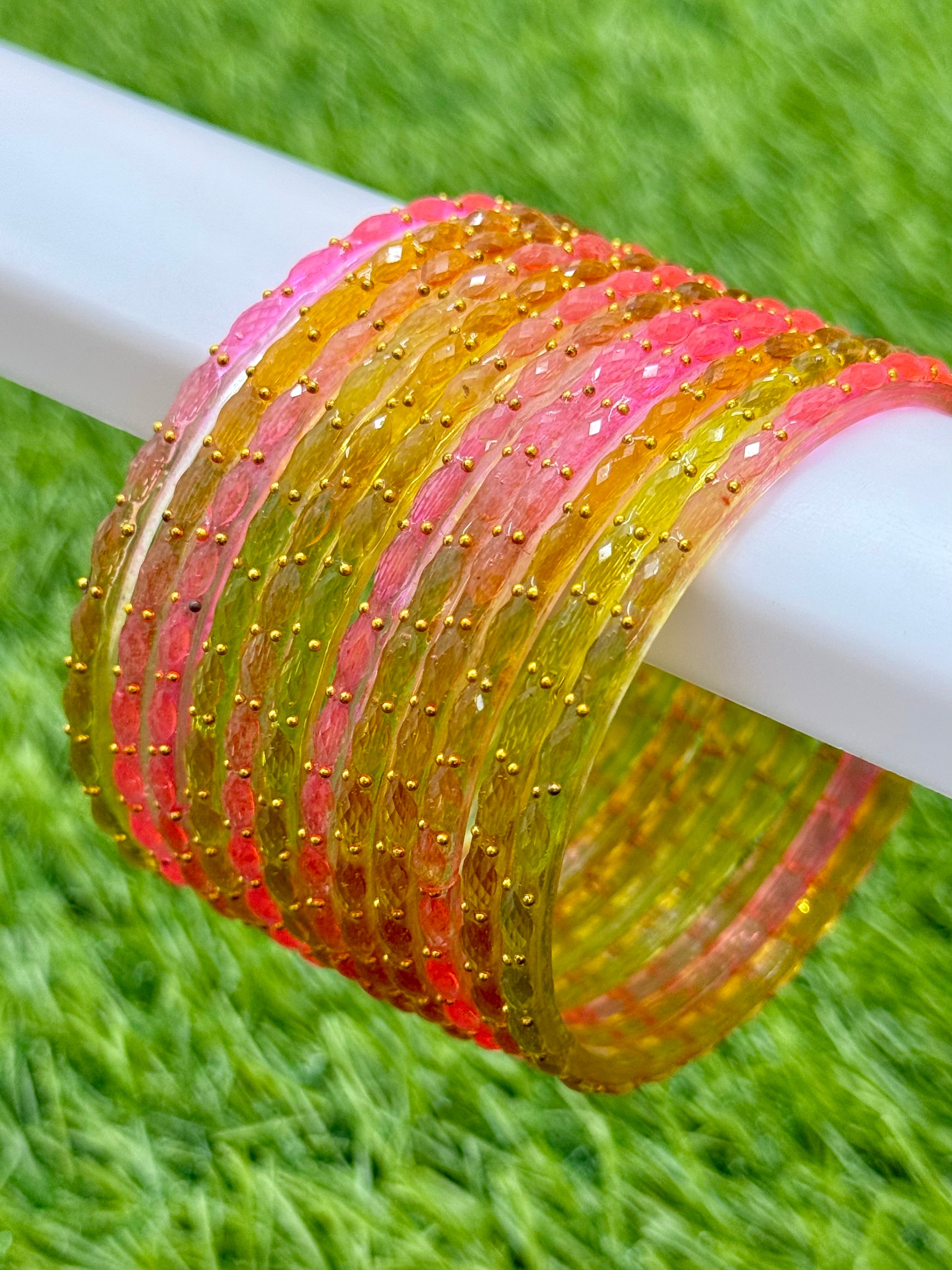 RAINDROP GLASS BANGLES PACK OF 12