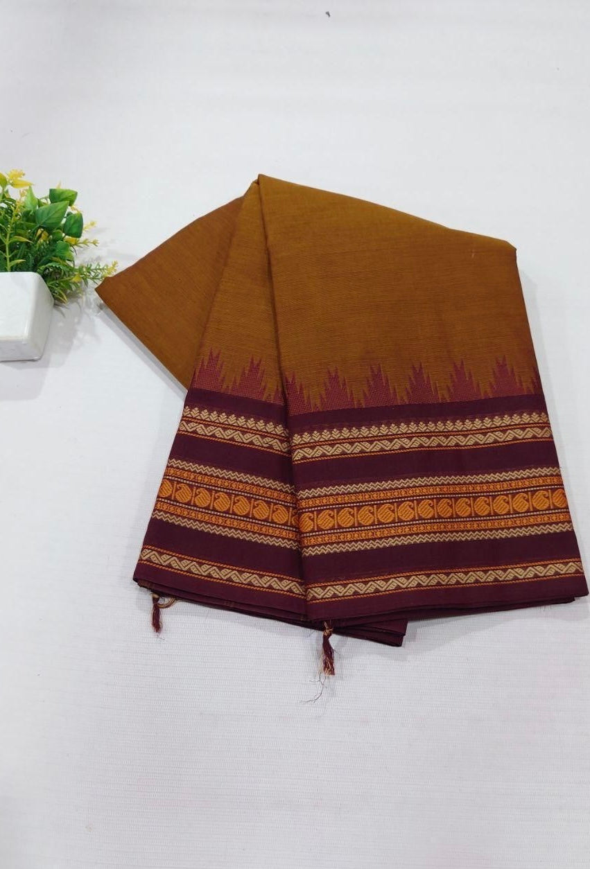 CHETTINAD COTTON SAREES - BROWN