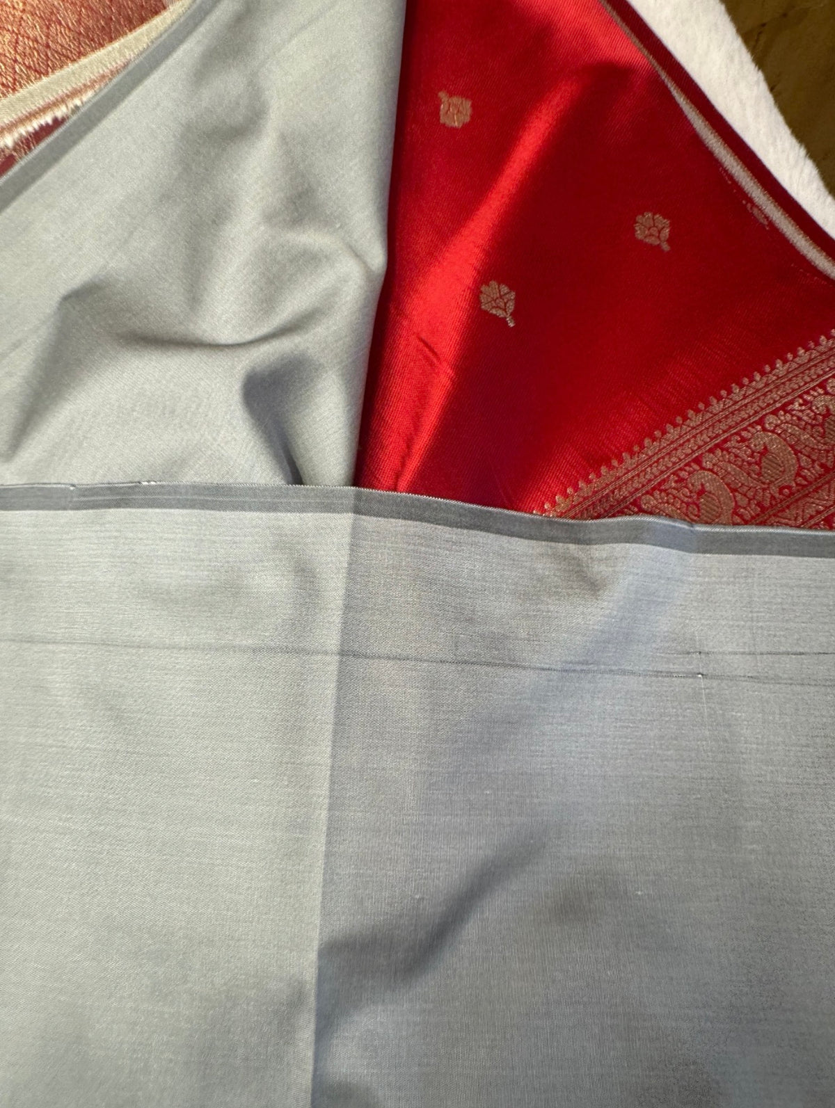 PREMIUM SEMI KANCHI SILK SAREE - BLACK & RED