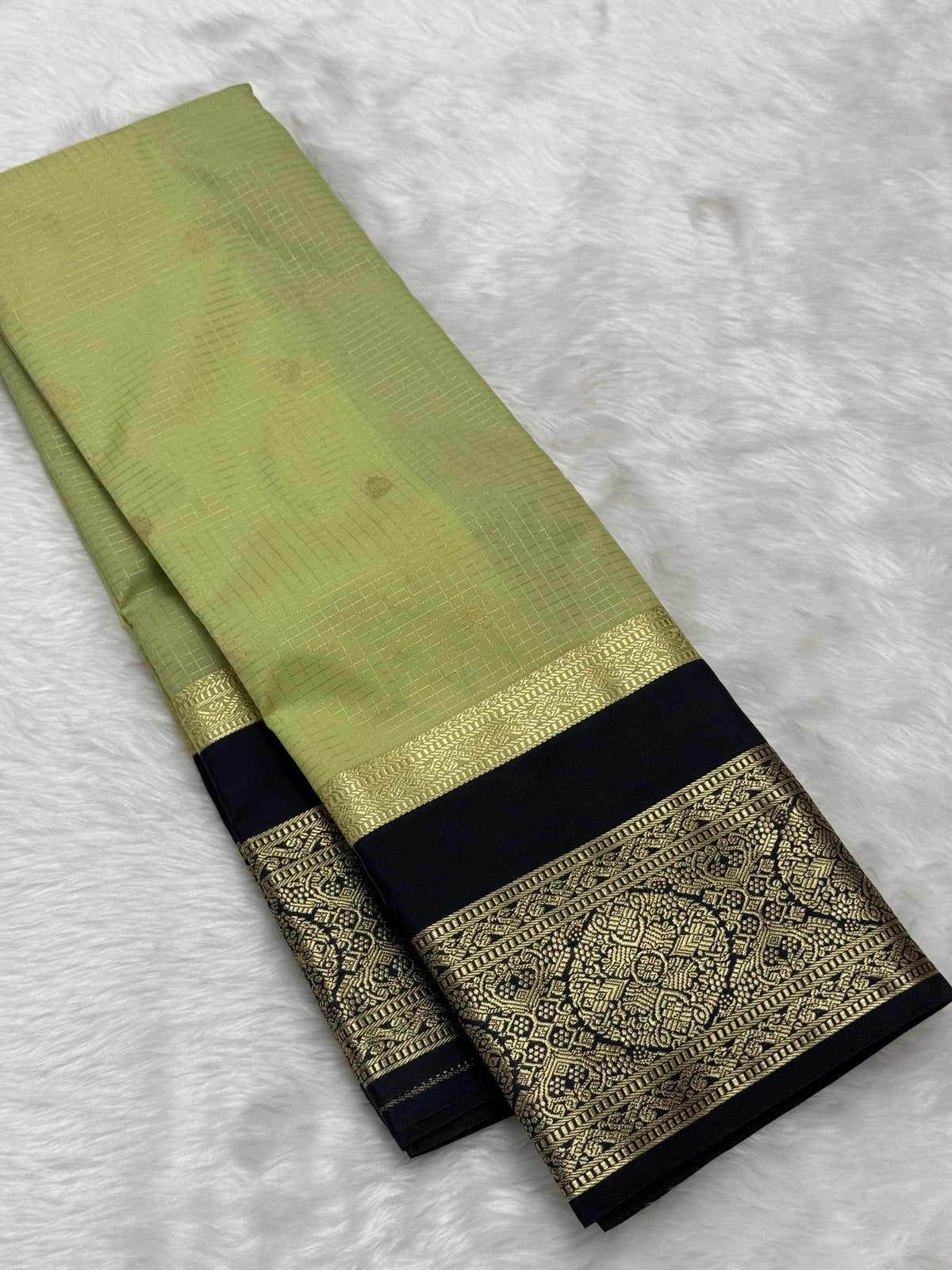 PREMIUM SEMI KANCHI SILK SAREE - TEA GREEN