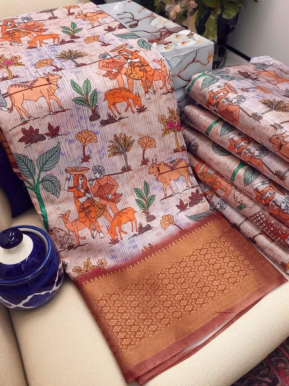 DIGITAL DOLA FANCY SELF BORDER SAREES