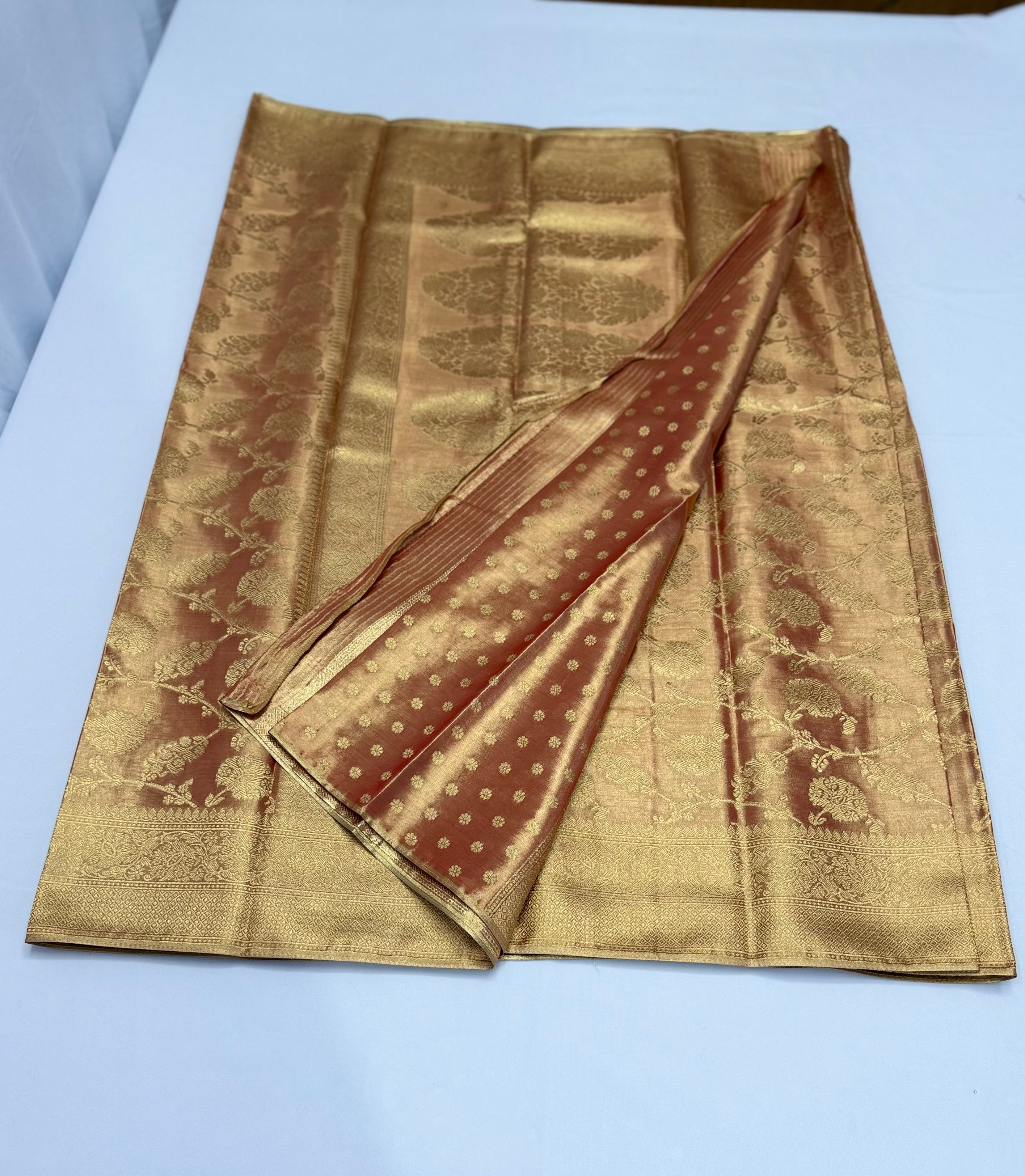 PREMIUM KANCHI TISUSE SILK SAREE - LIGHT PEACH