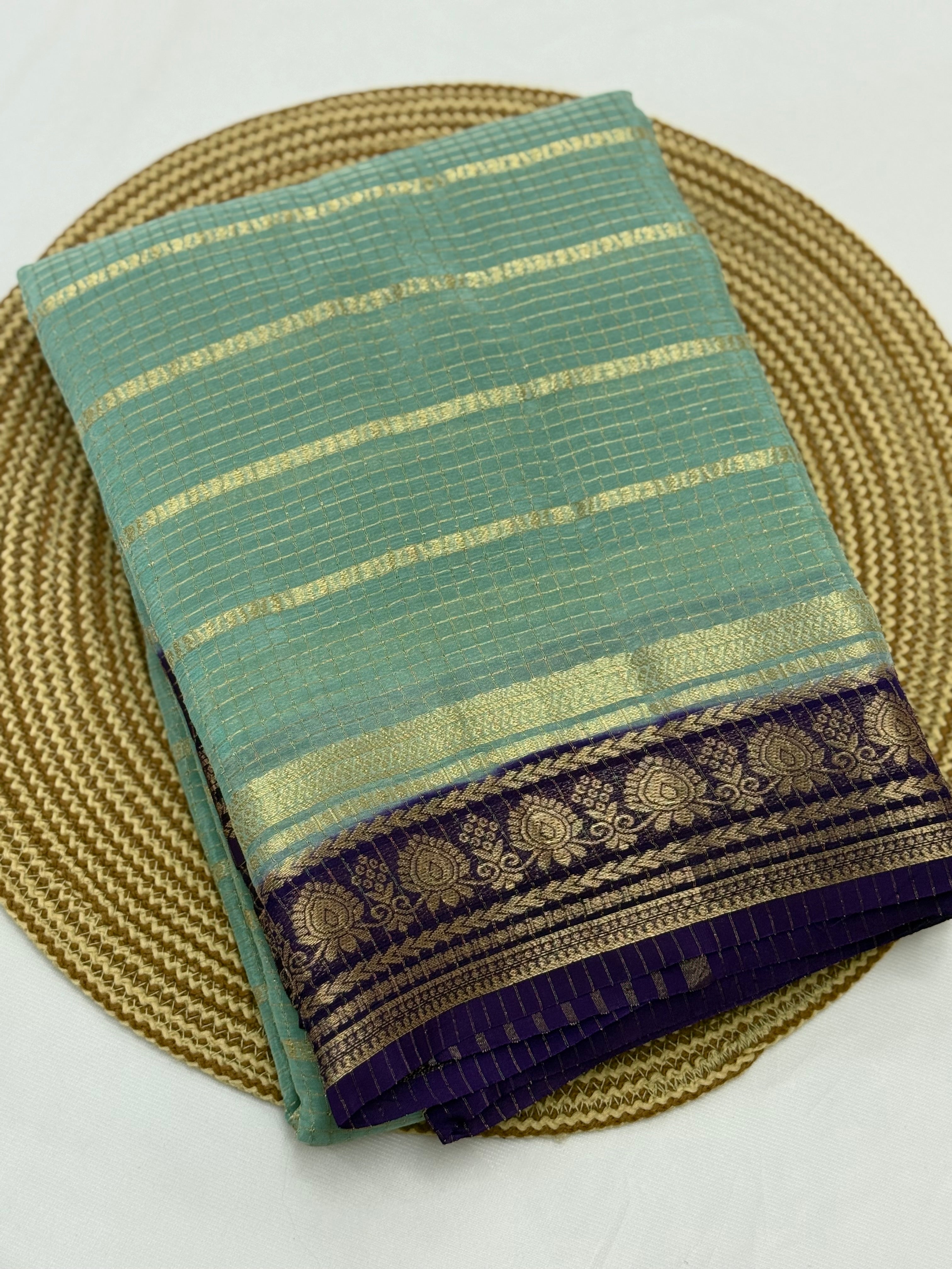 BEAUTIFUL SEMI CREPE SILK SAREE - LIGHT CYAN