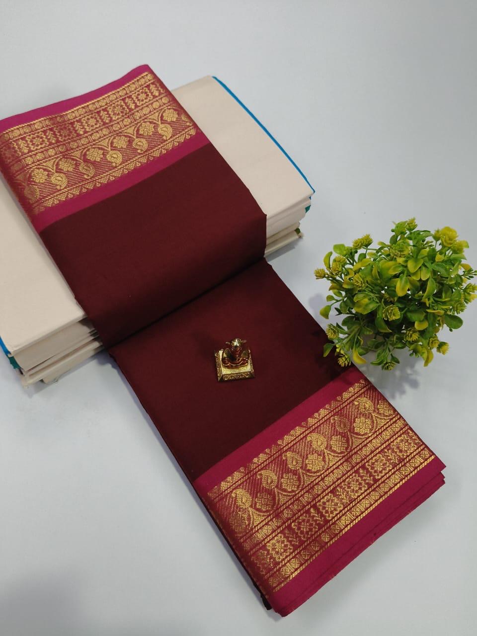 CHETTINAD COTTON SAREES - BROWN
