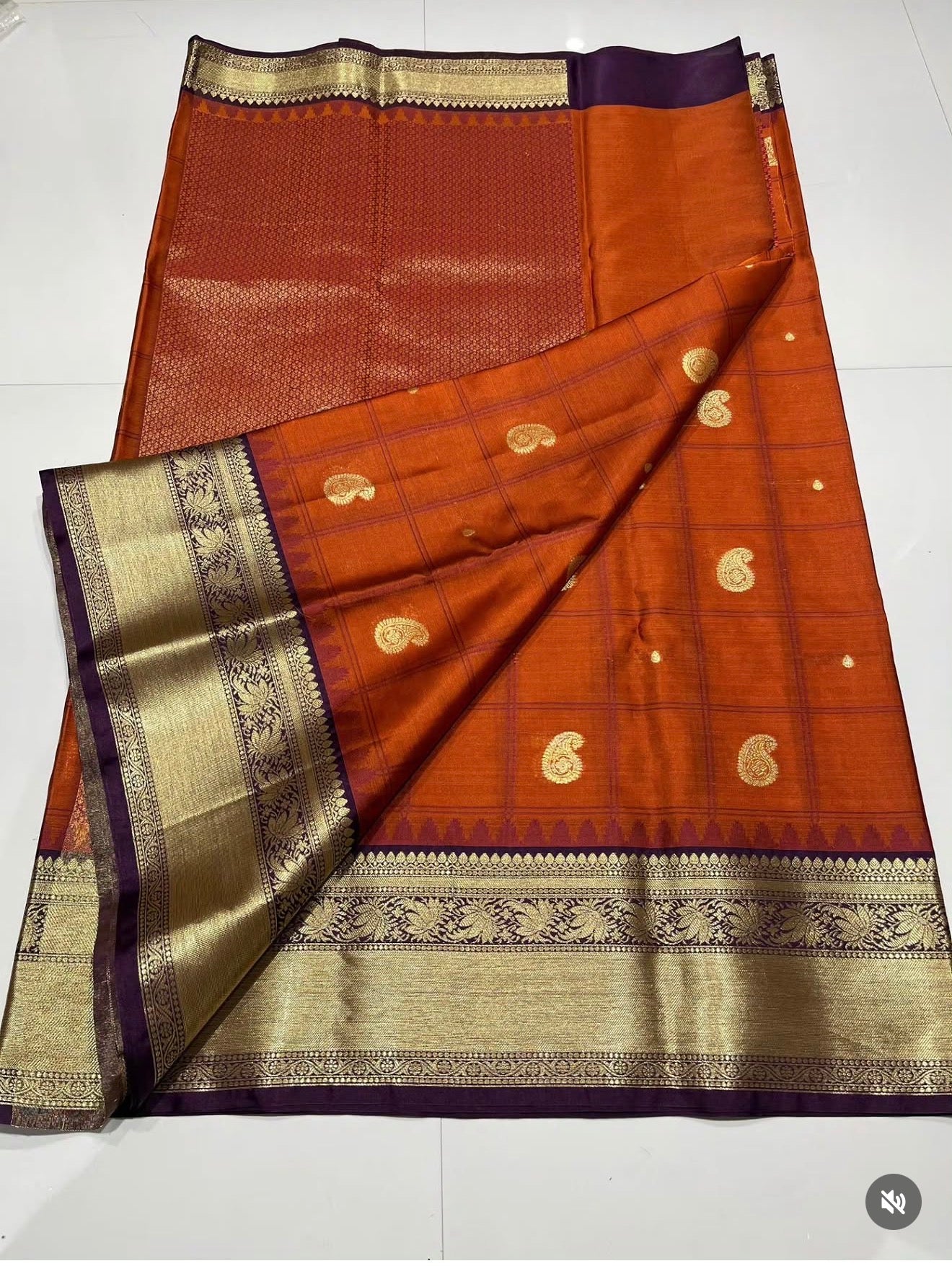 PREMIUM BANARASI SILK SAREE - RUST ORANGE