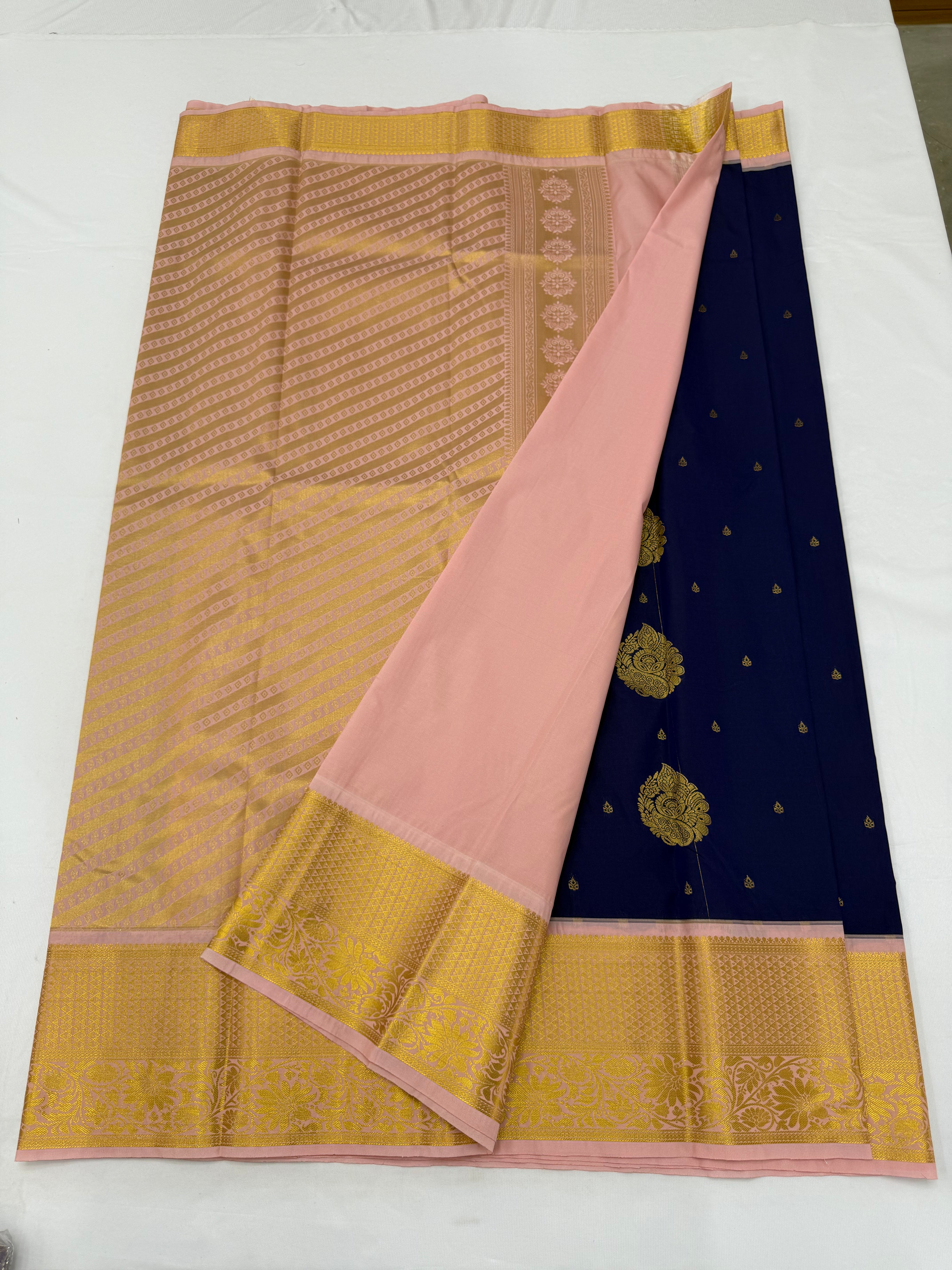 PREMIUM SEMI KANCHI SILK SAREE - NAVYBLUE