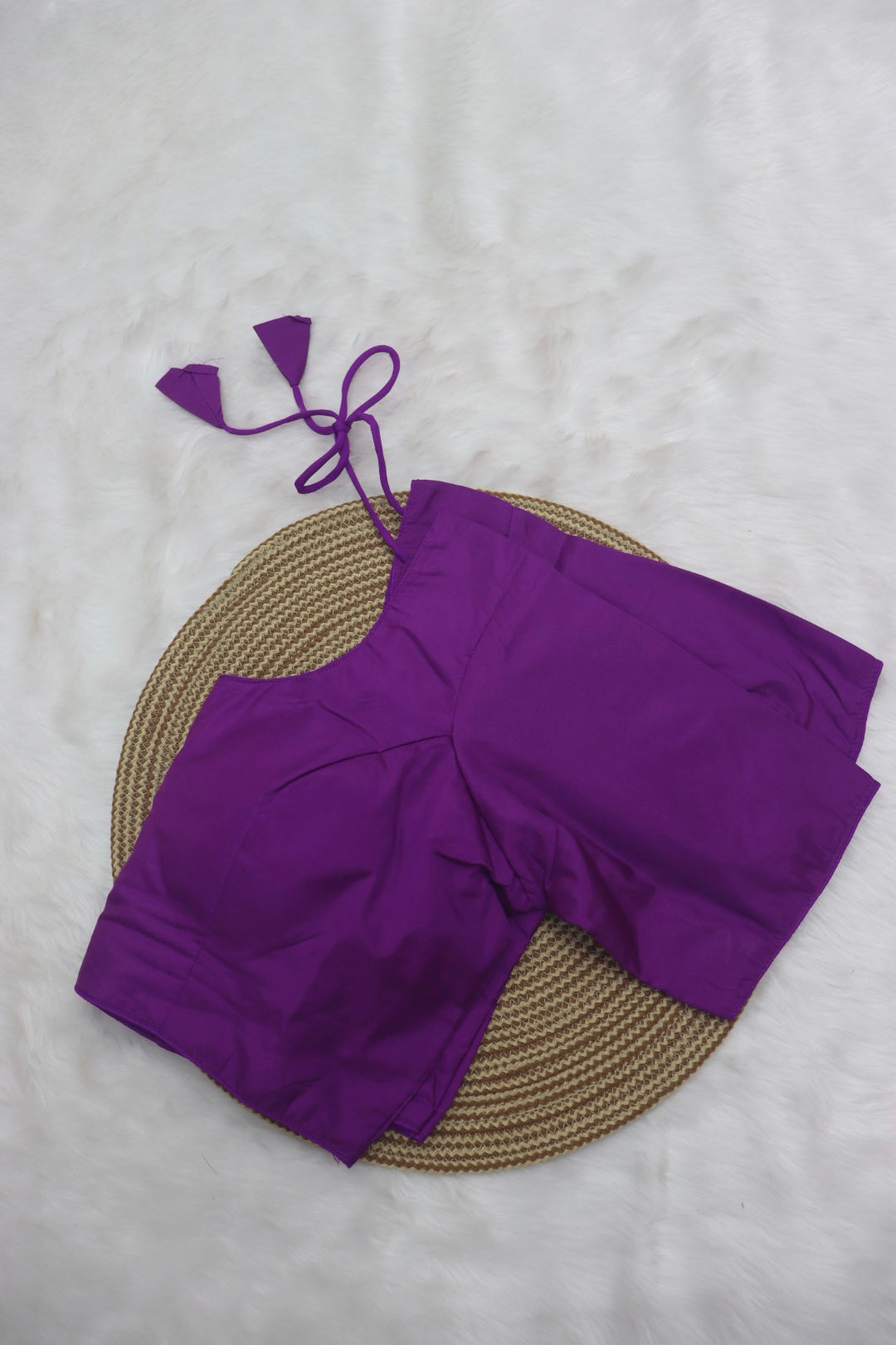PLAIN SILK READY TO WEAR SAREE BLOUSE - VIOLET