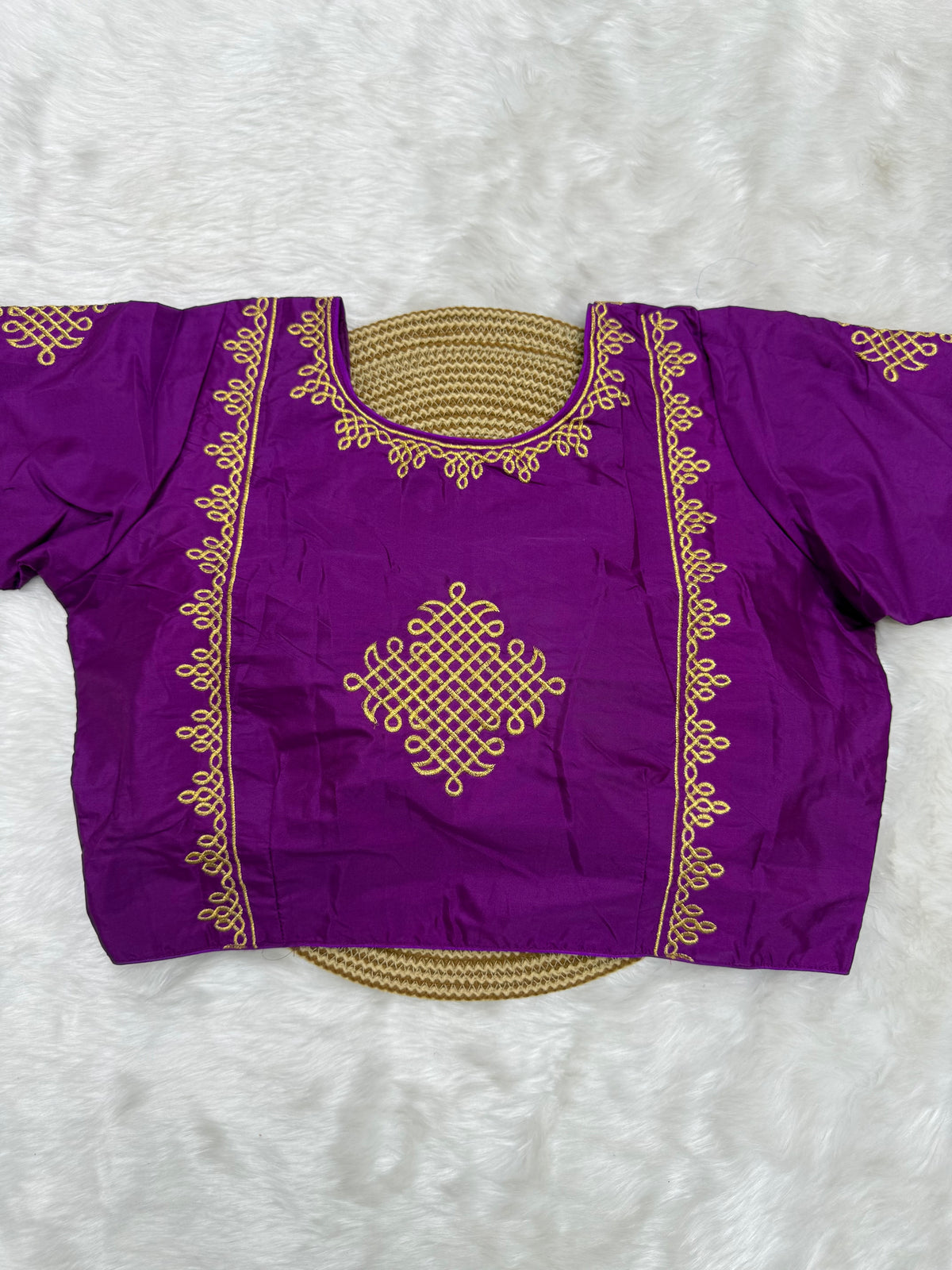 BRIDAL AARI WORK READY TO WEAR SAREE BLOUSE - DEEP VIOLET