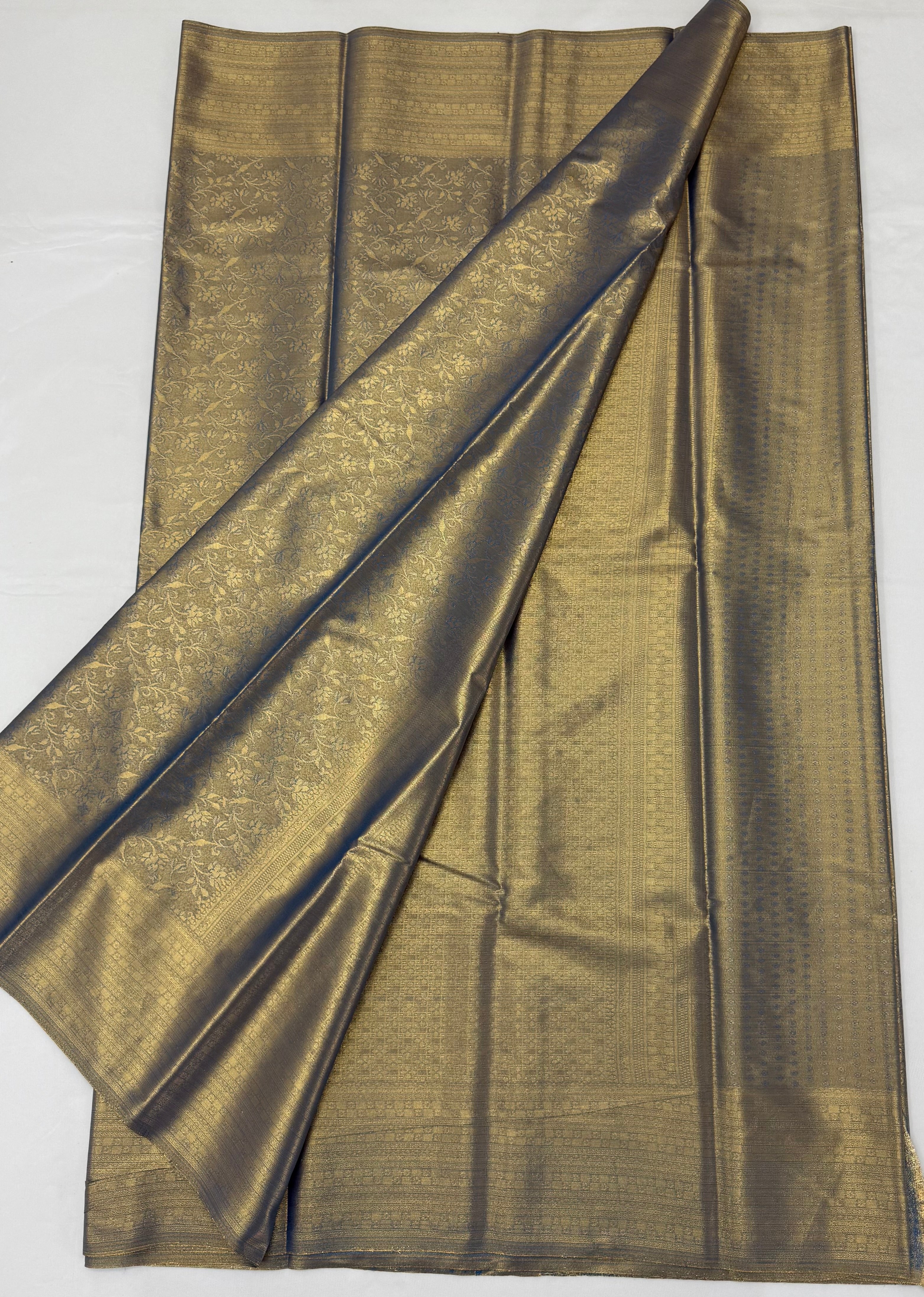 PREMIUM KANCHI TISUSE SILK SAREE - COPPER TEAL