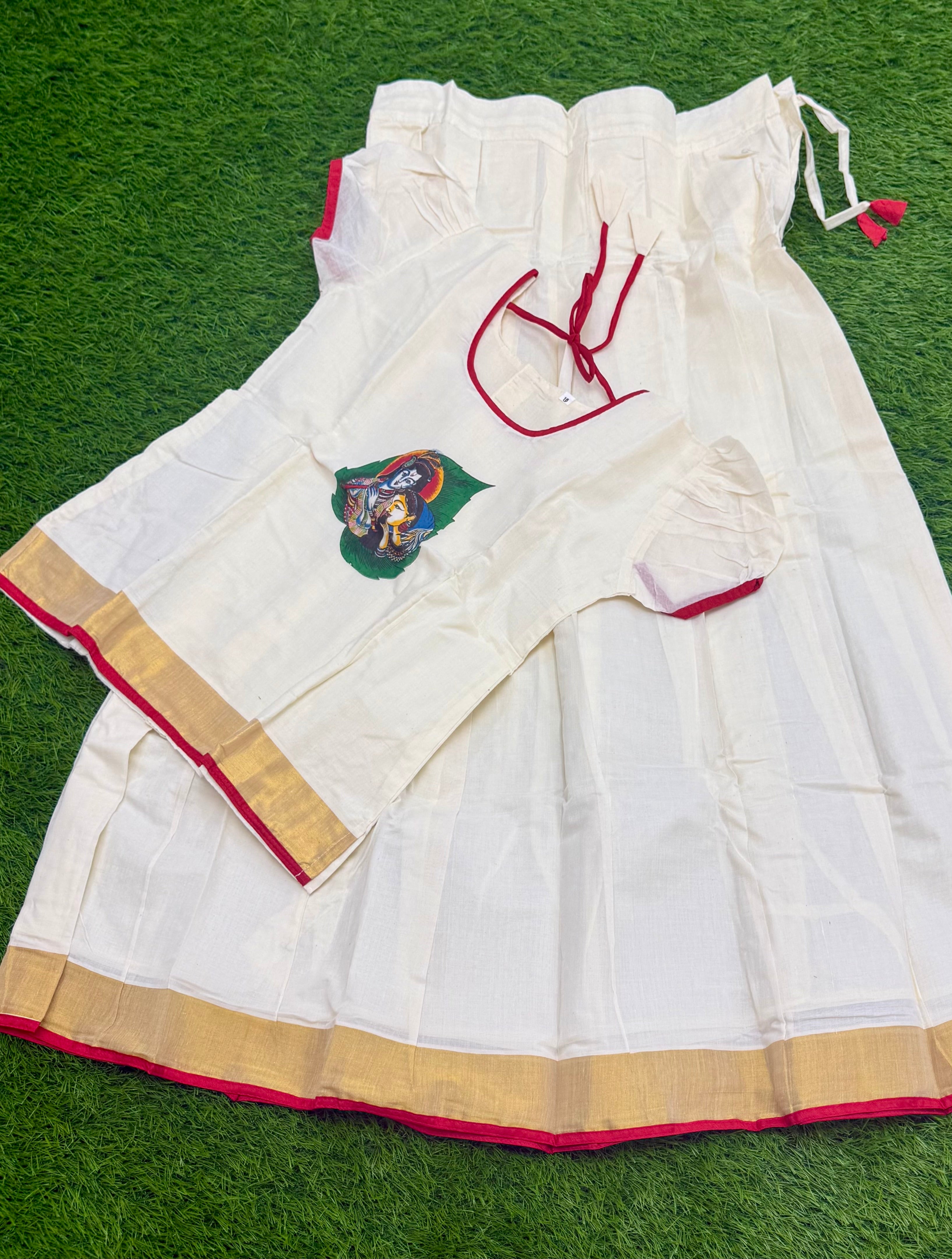 GIRLS TRADITIONAL  PRINTED TOP & SKIRT