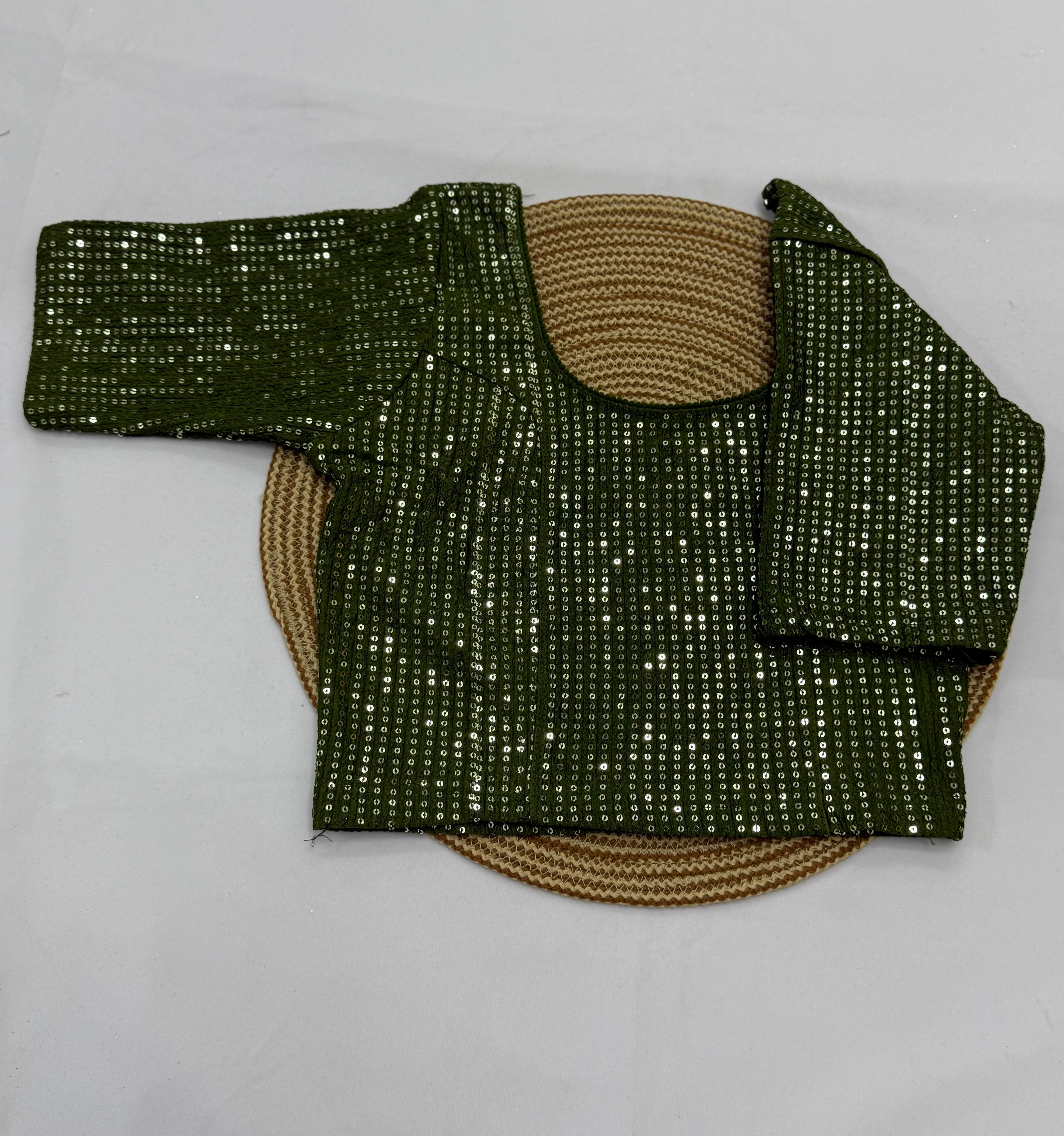 FANCY ELBOW SLEEVE STRETCHABLE BLOUSE