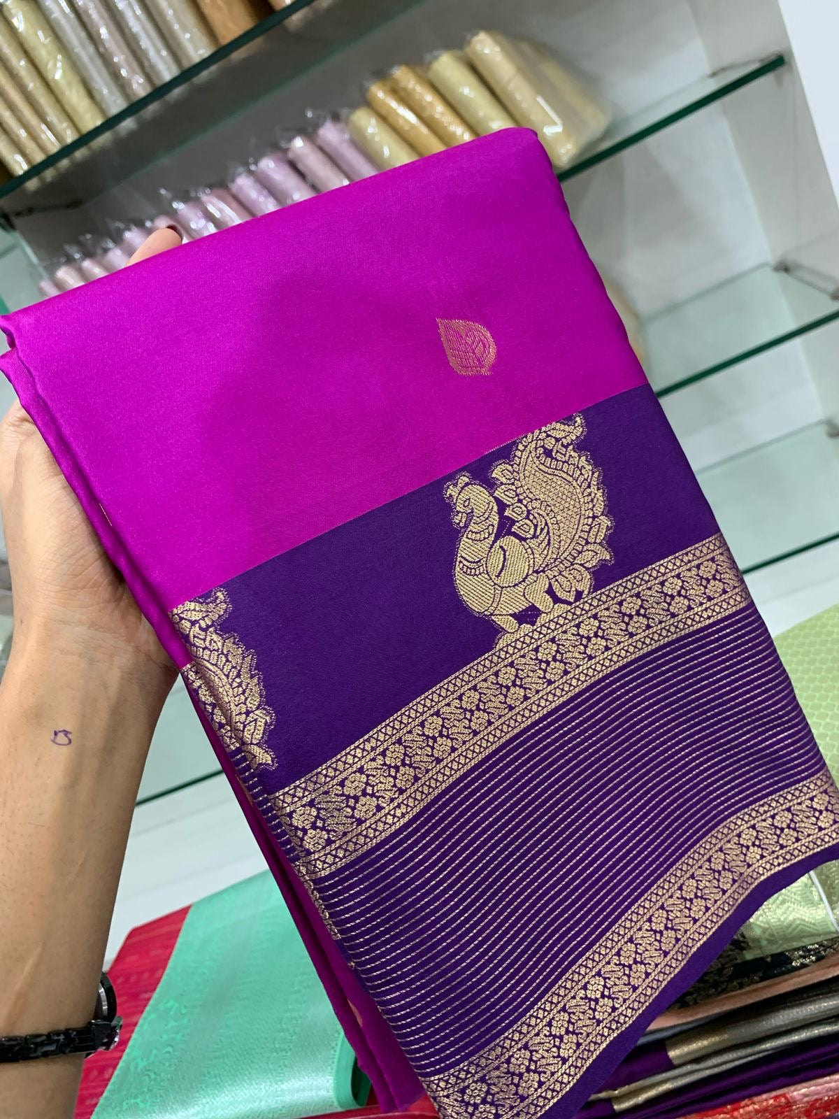 SEMI KANCHI SILK SAREE - VIOLET & PURPLE